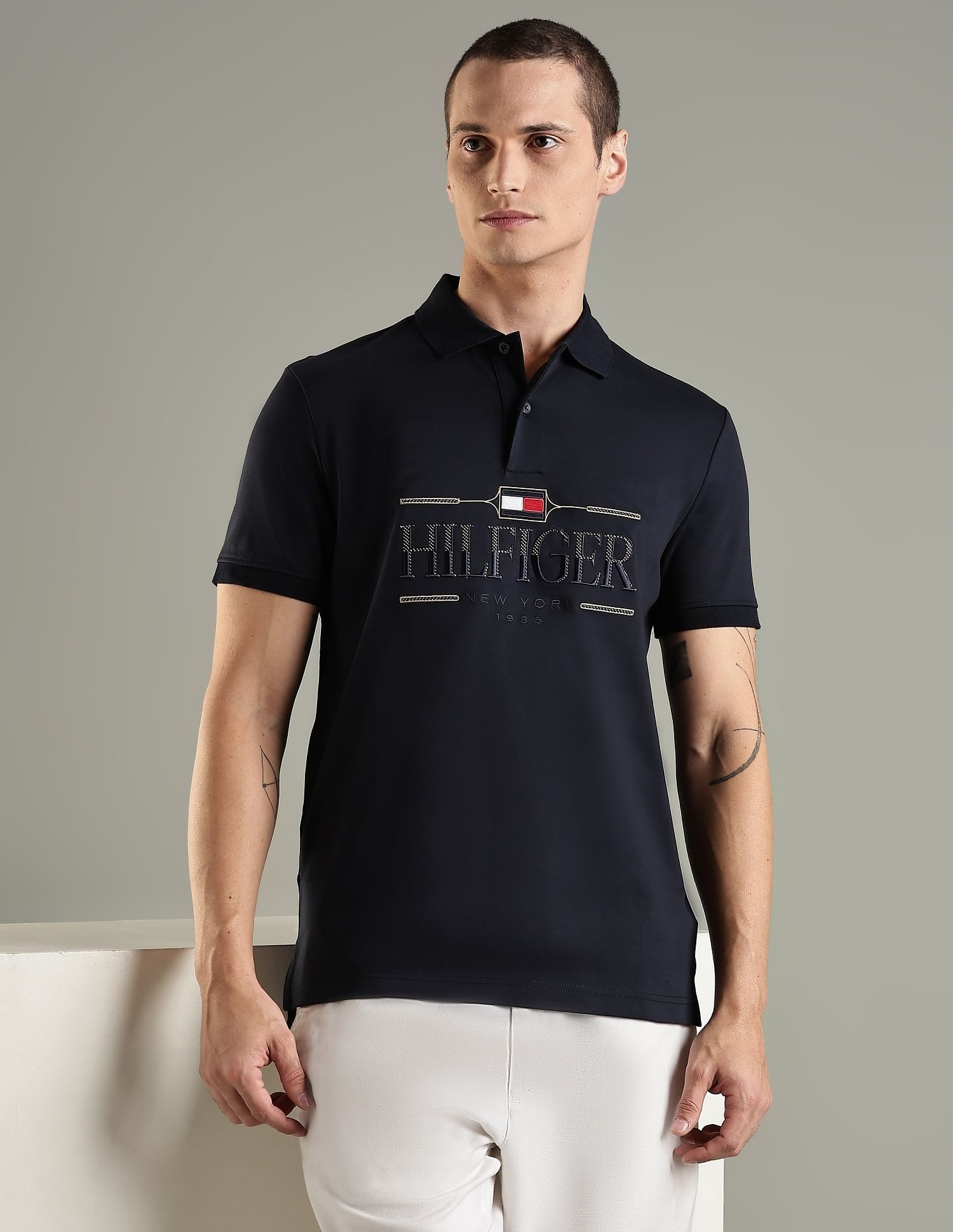 Tommy Hilfiger Embroidered Logo Regular Fit Cotton Polo T-Shirt