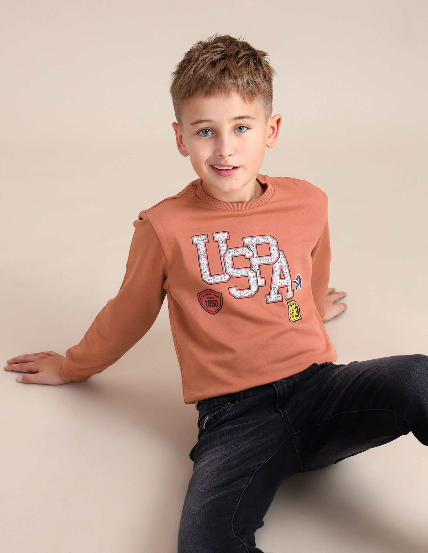 U.S. Polo Assn. Kids Brand Printed Regular Fit Sweatshirt