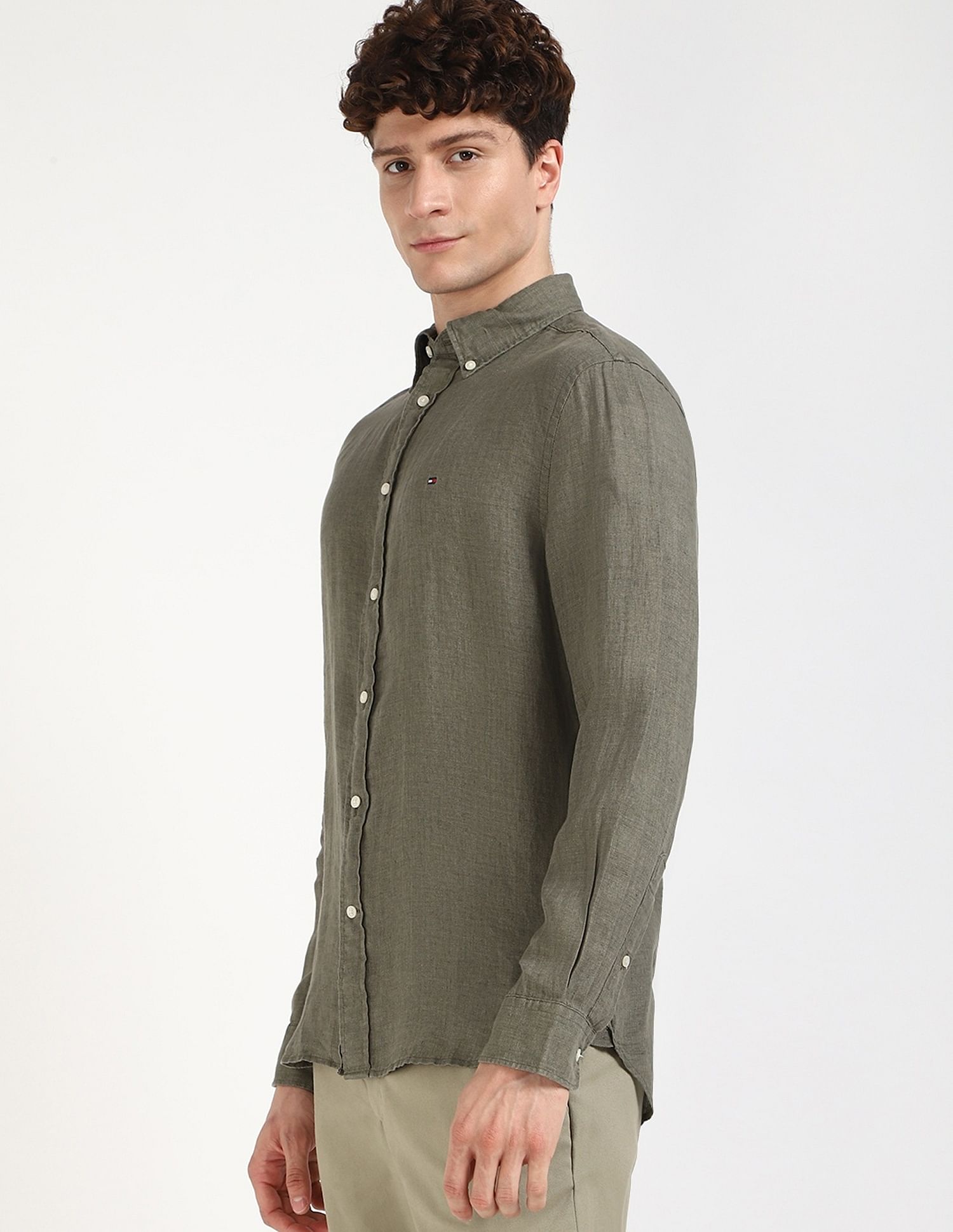 Tommy Hilfiger Solid Regular-Fit Linen Shirt