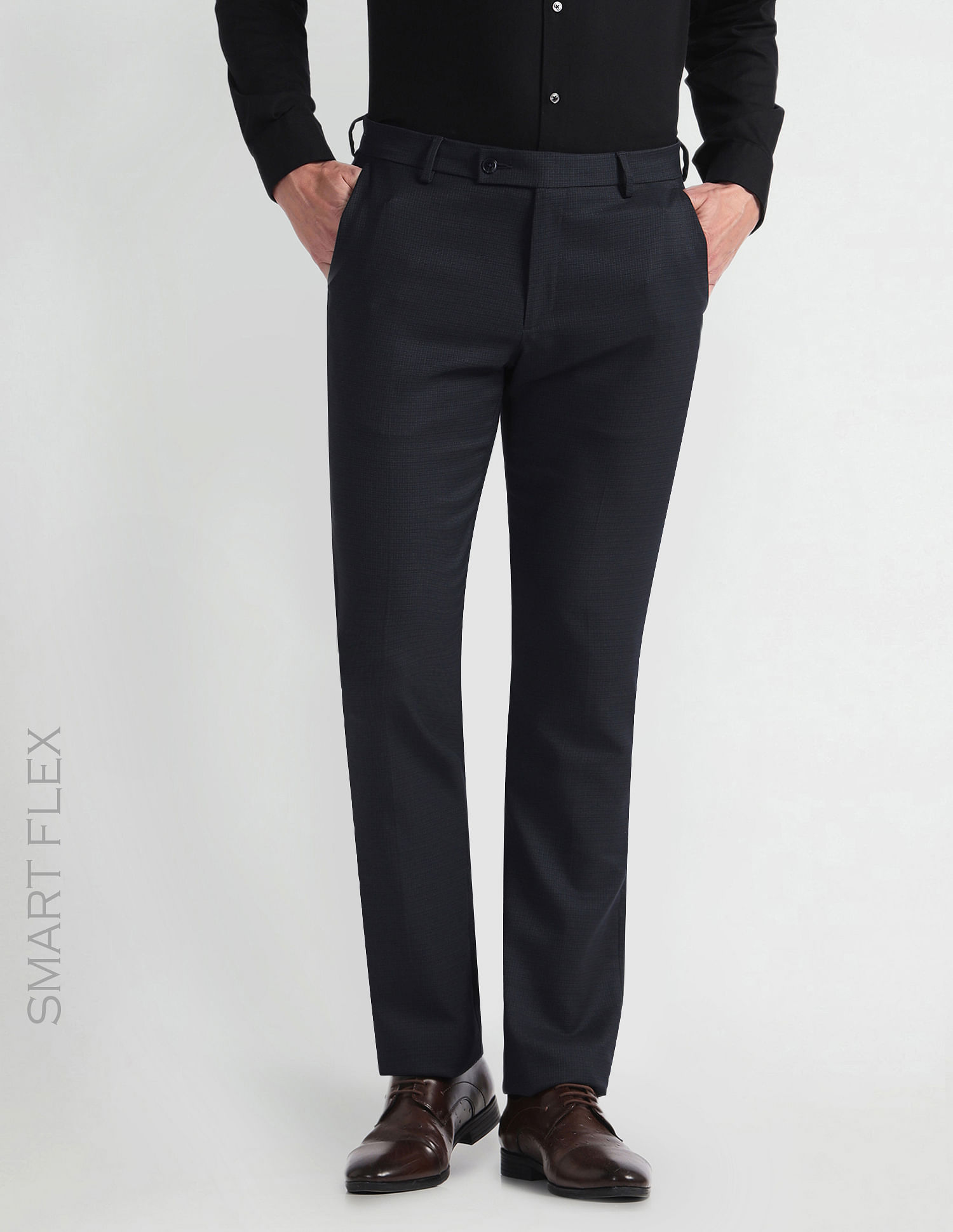 Buy ARROW Mens Autoflex Waist Regular Fit Trousers | Shoppers Stop