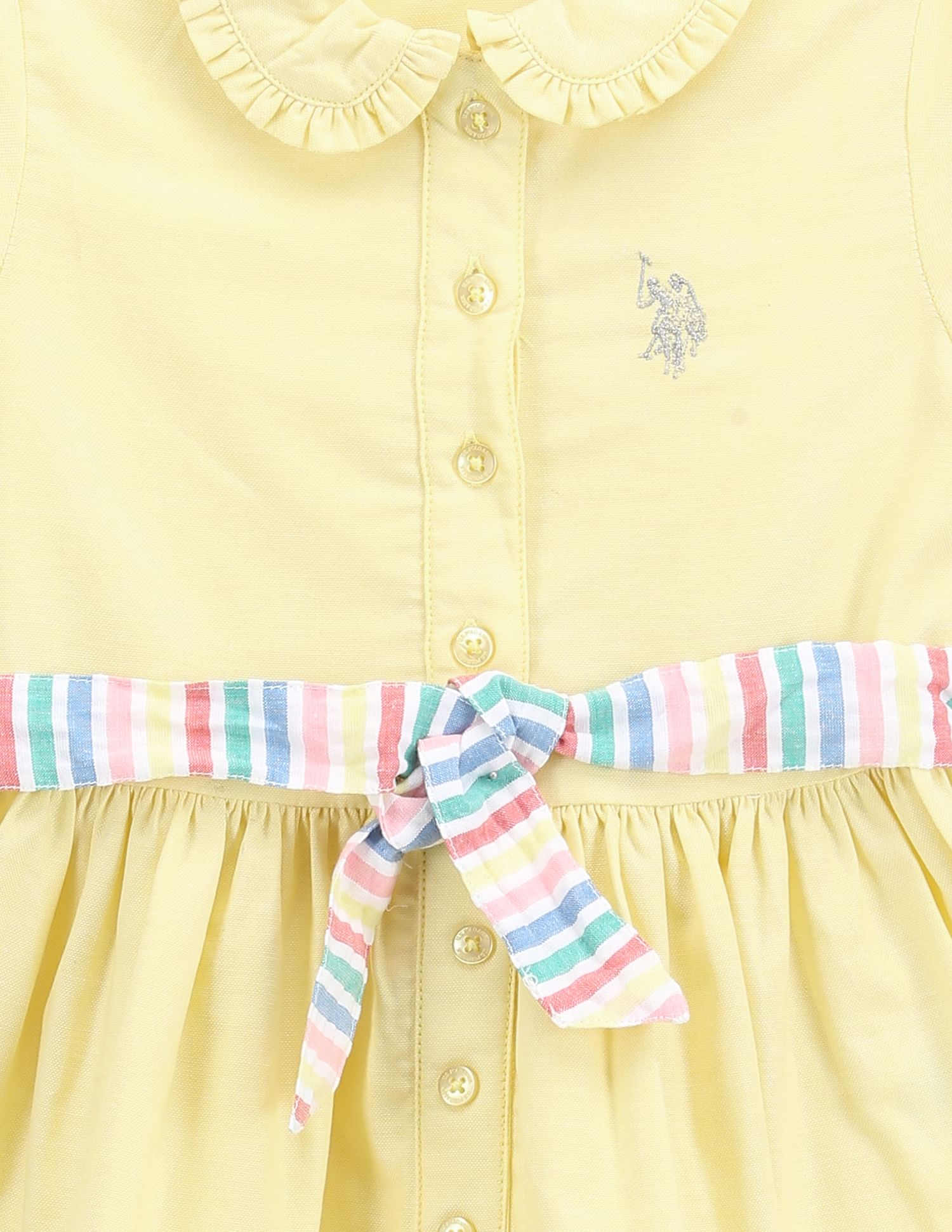 U.S. Polo Assn. Kids Girls Peter Pan Collar Oxford Dress