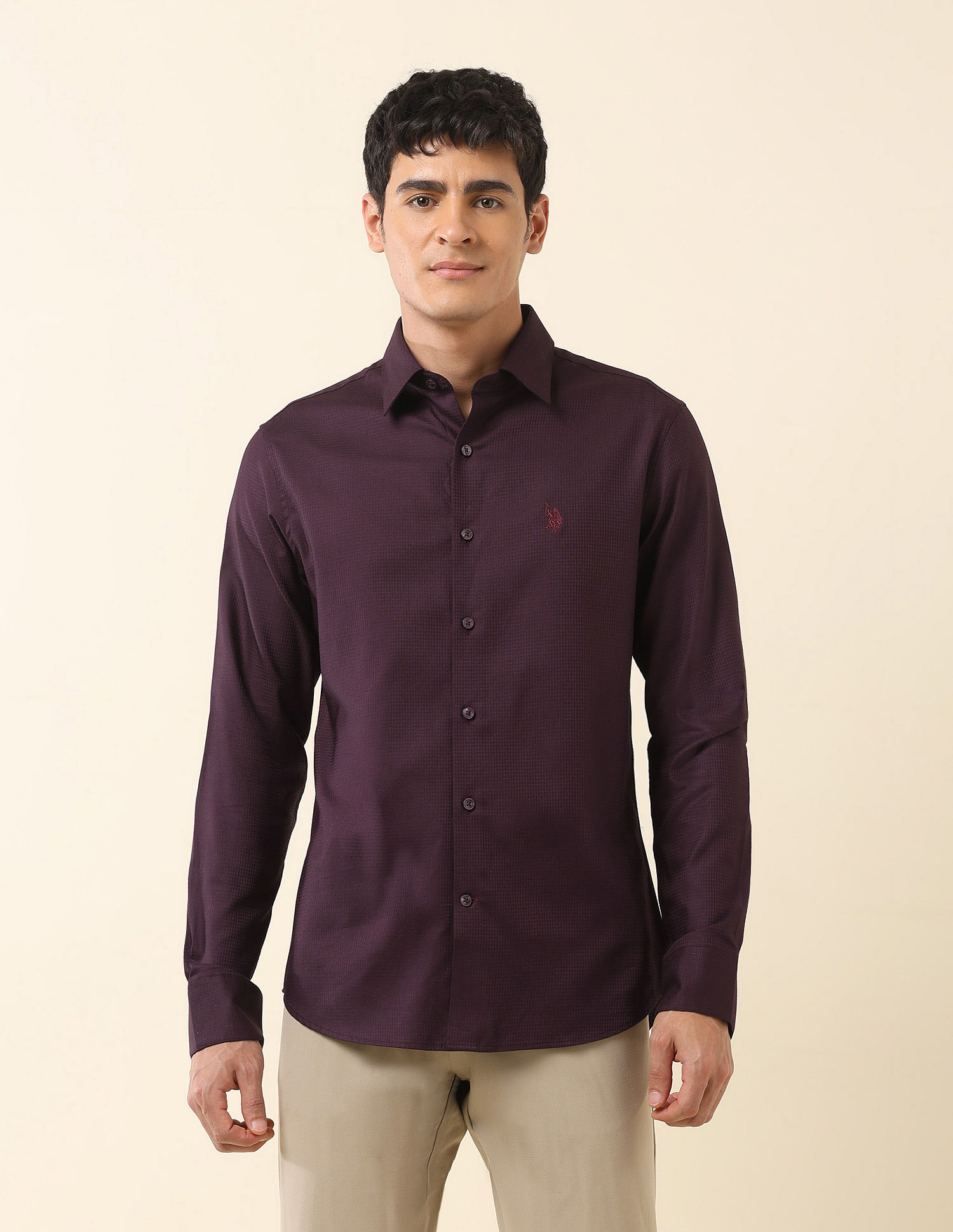 U.S. Polo Assn. Tailored Fit Solid Pure Cotton Shirt