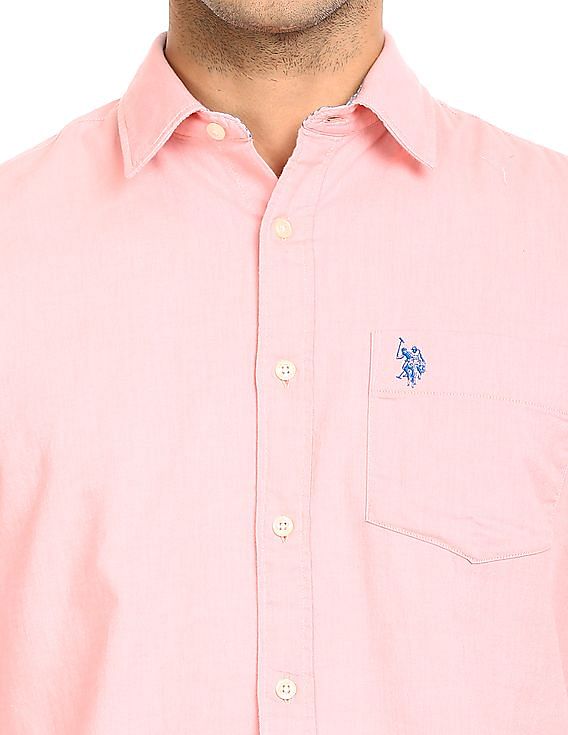 U.S. Polo Assn. Rounded Cuff Solid Casual Shirt
