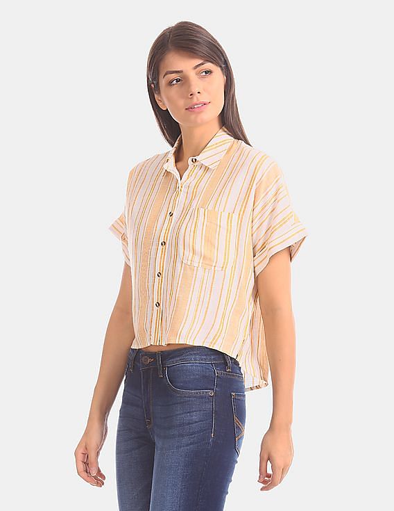 Striped short sleeve shirt clearance womens