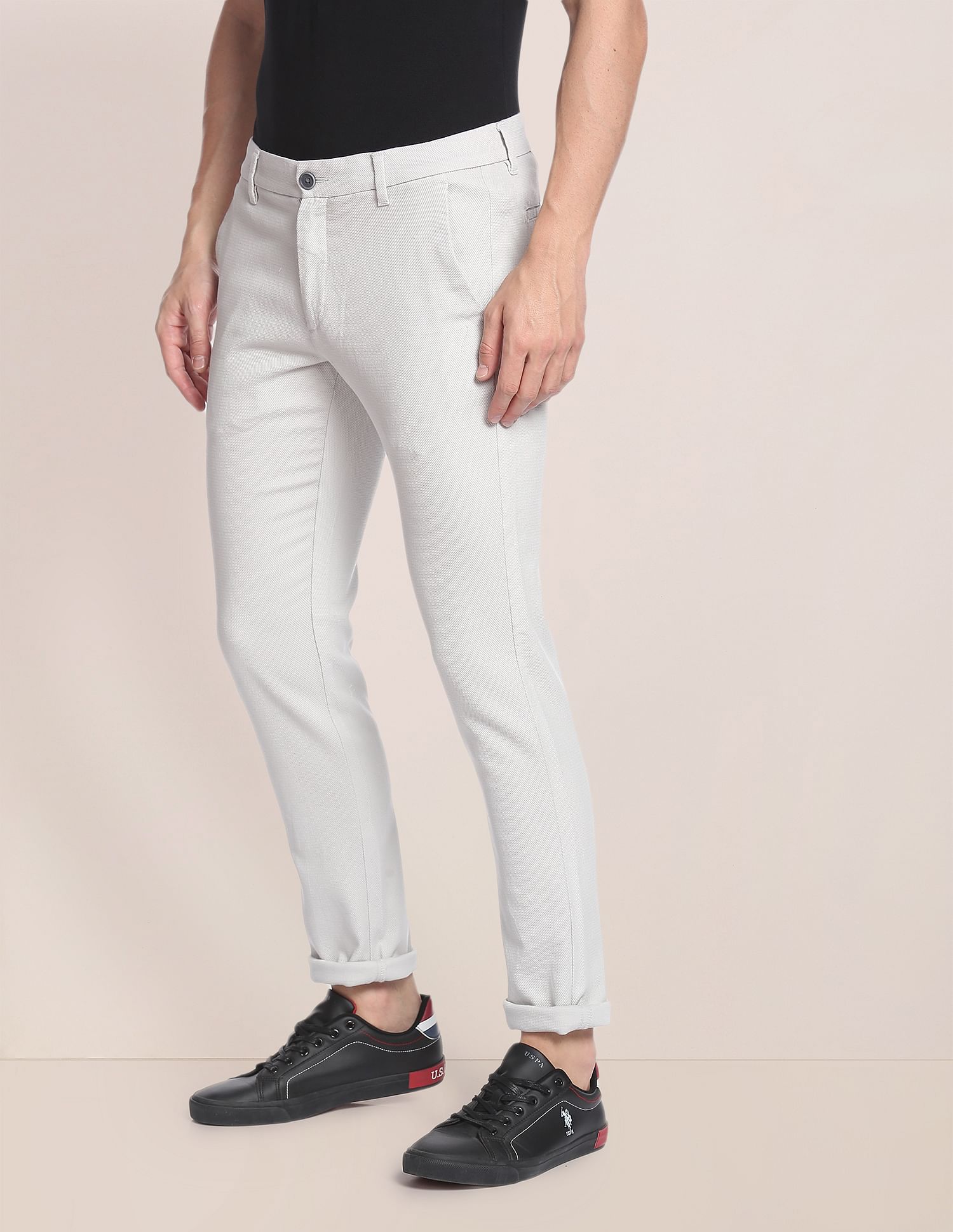 U.S. Polo Assn. Austin Trim Fit Textured Casual Trousers
