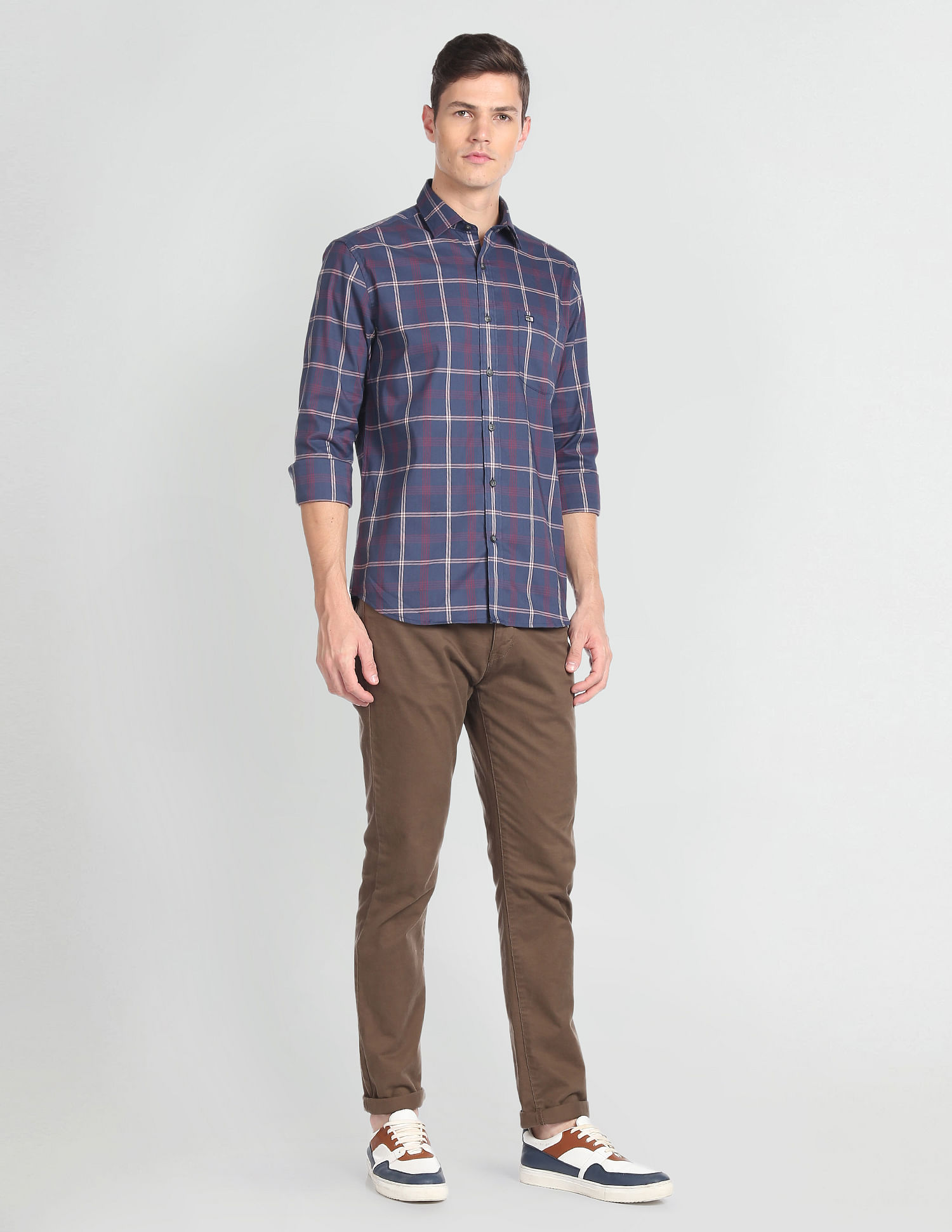 Arrow Sports Twill Grid Tattersall Check Shirt
