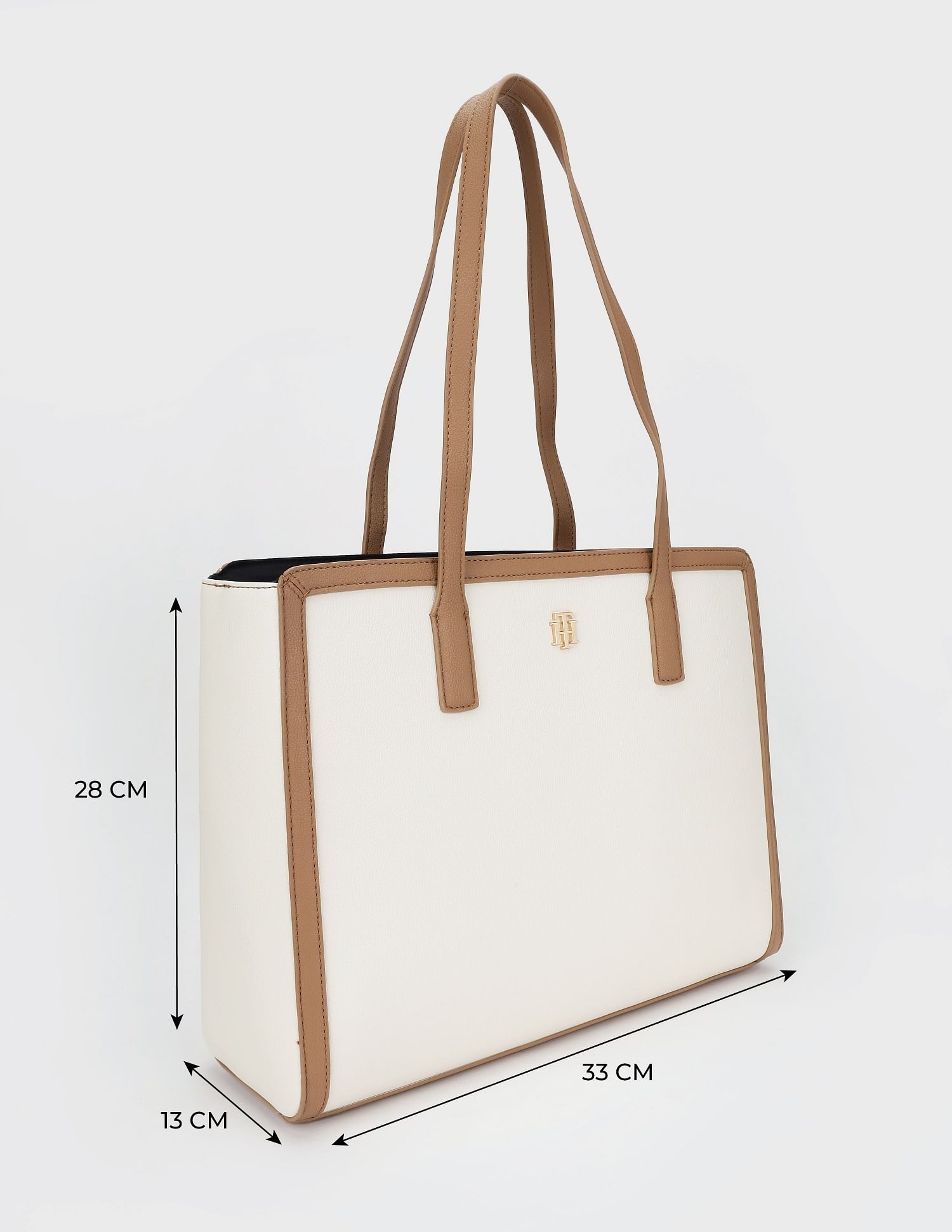 Tommy Hilfiger Solid Brown Pu Tote Bag