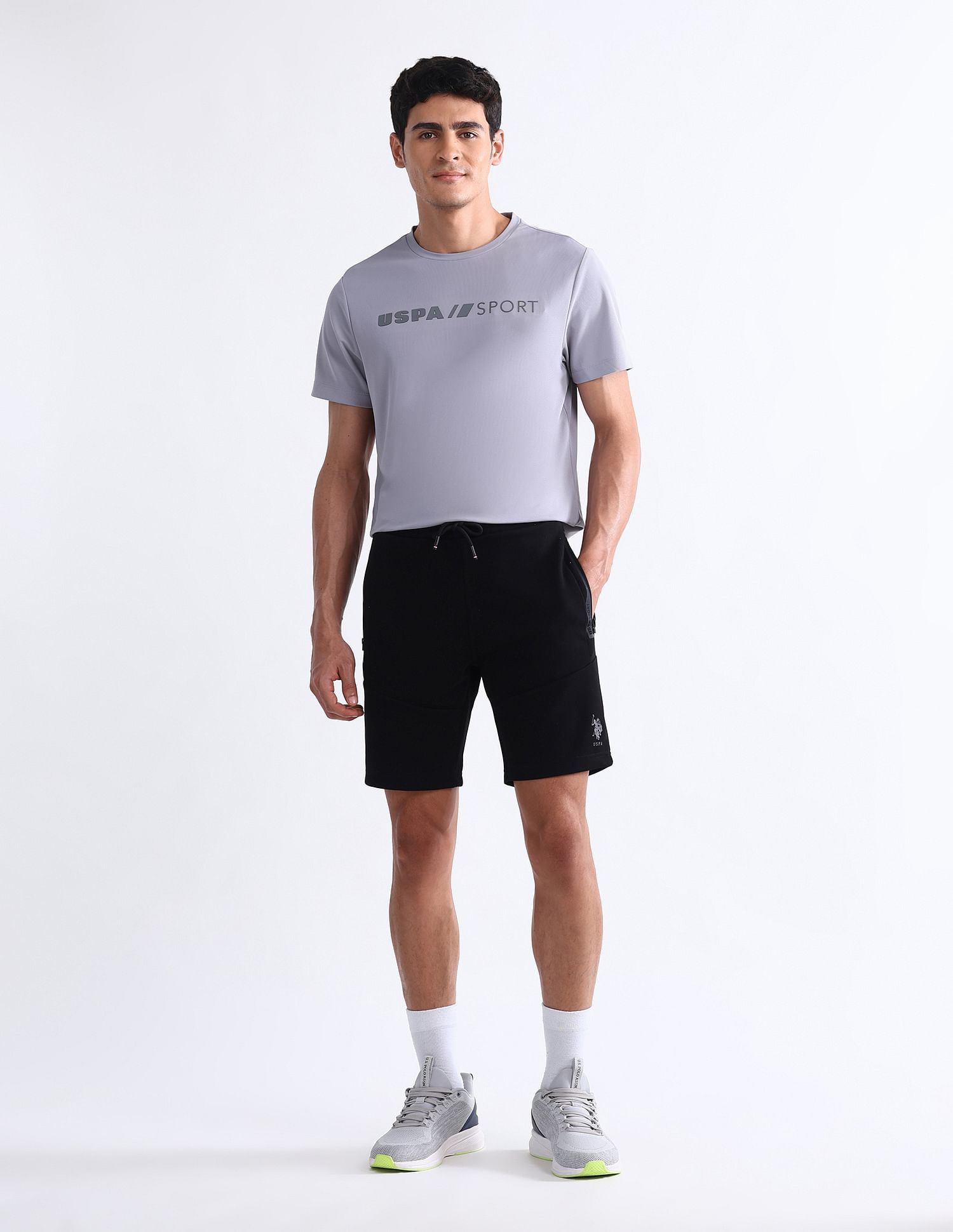 USPA Active Slim Fit Solid Active Shorts