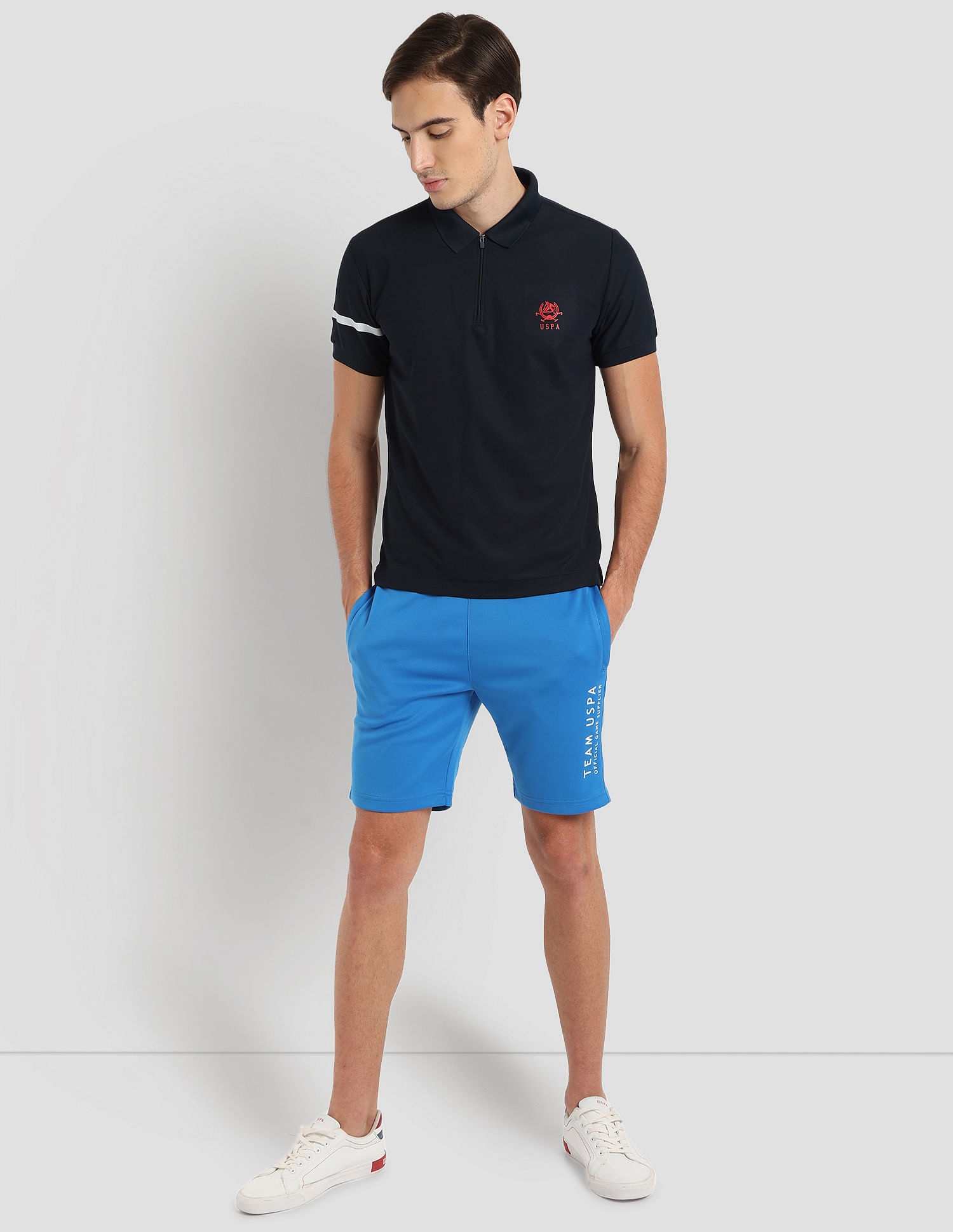 U.S. Polo Assn. Polyester Zipper Sport Polo Shirt