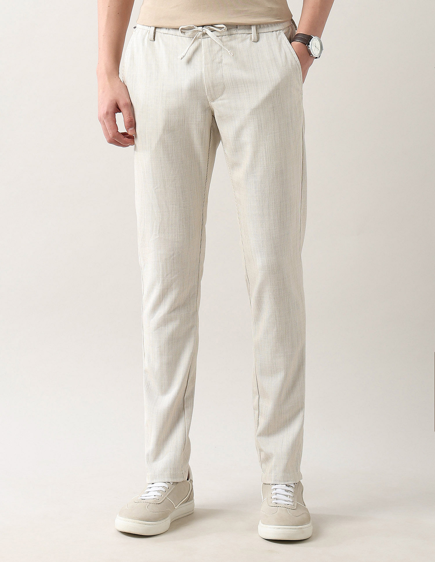 Arrow Sport Textured Slim Fit Trousers