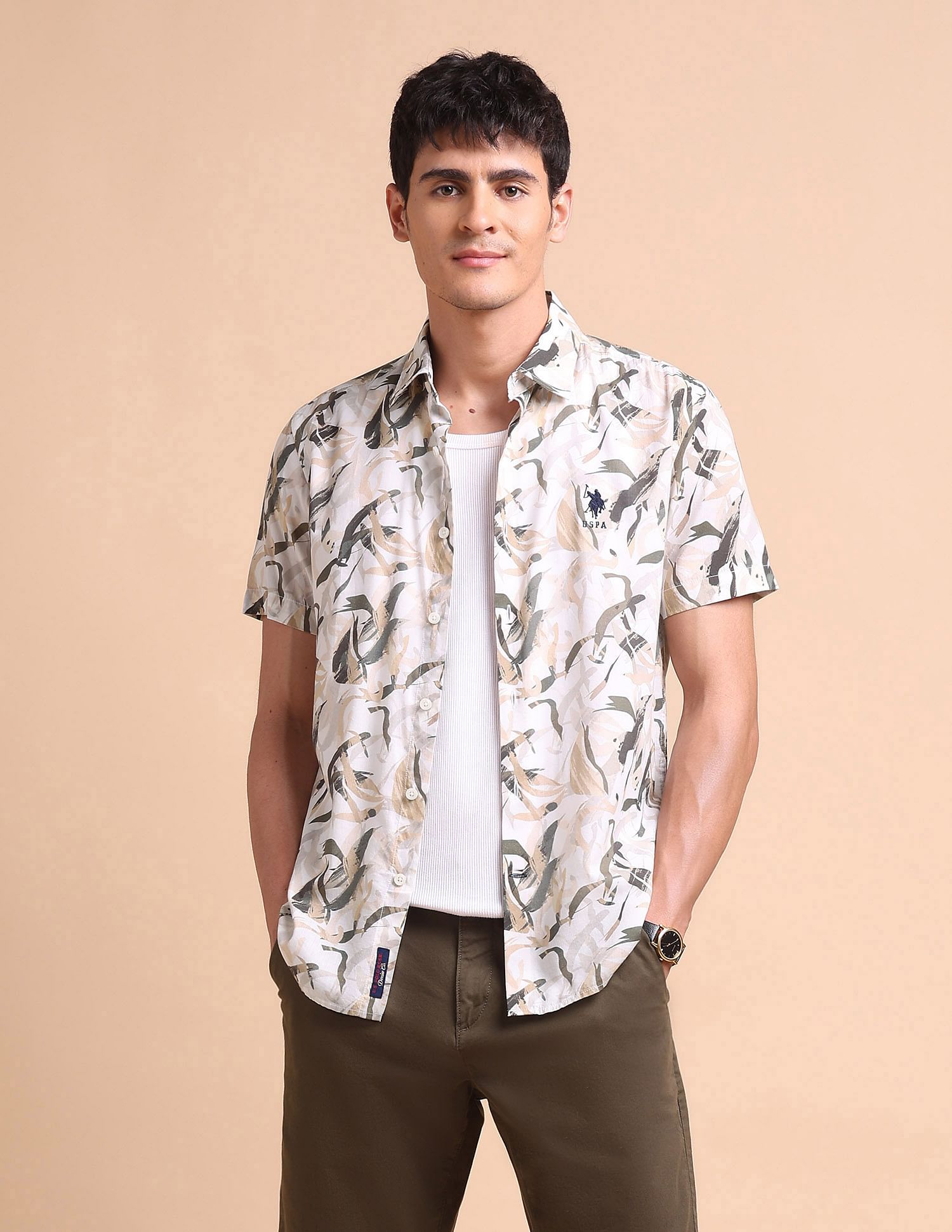 U.S. Polo Assn. Denim Co. Abstract Printed Slim Fit Shirt