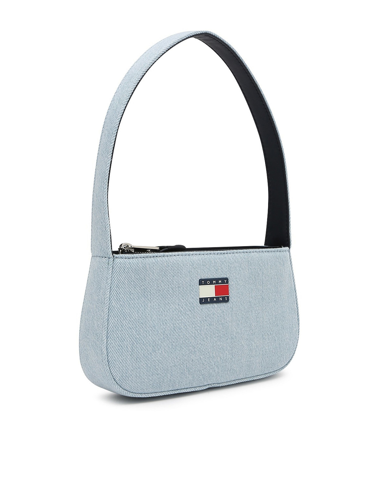 Tommy Hilfiger Solid Blue Cotton Shoulder Bag