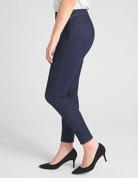 Buy GAP Women Blue High Rise Side Zip True Skinny Ankle Sculpt