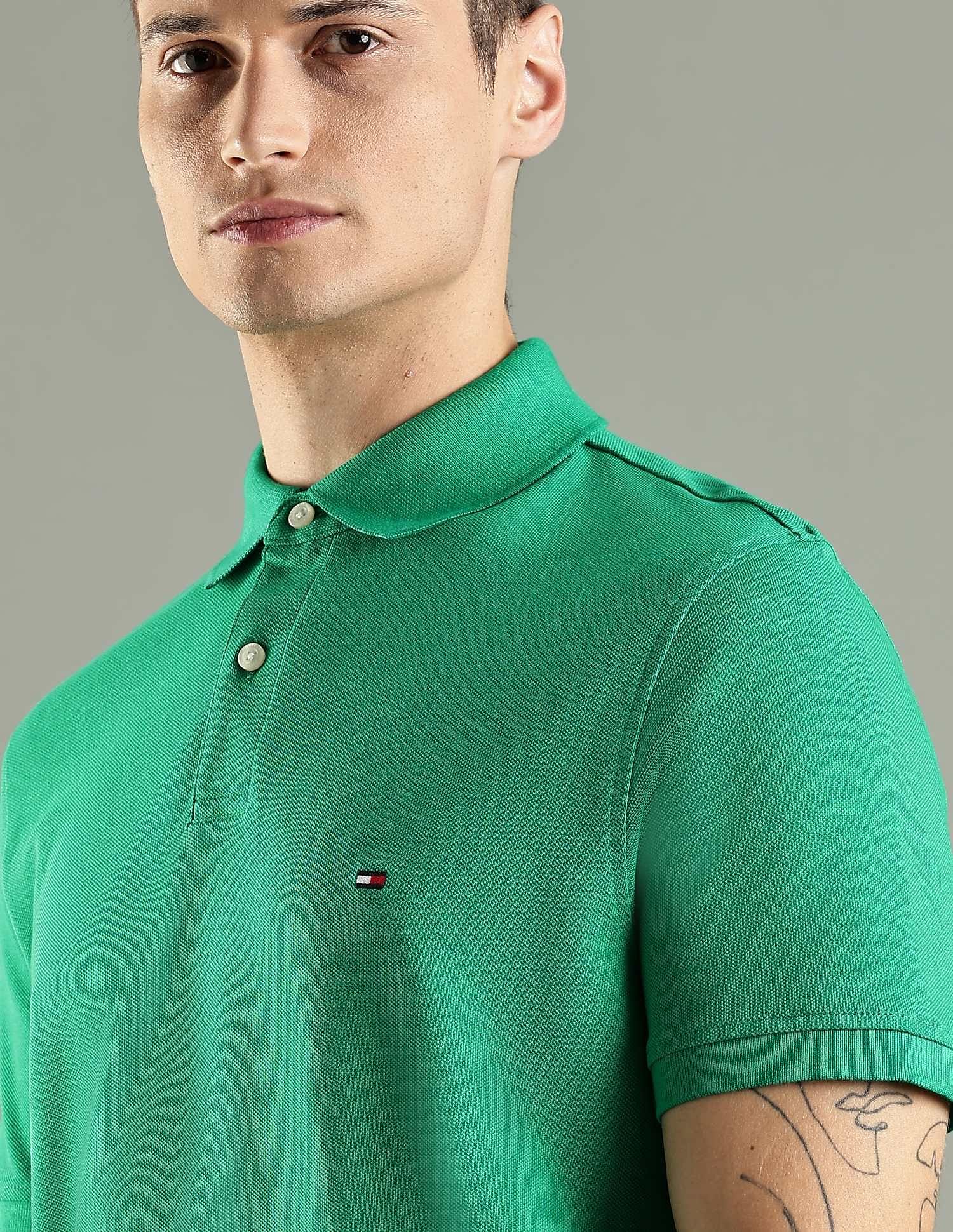 Tommy Hilfiger Solid Regular Fit Cotton Polo T-Shirt