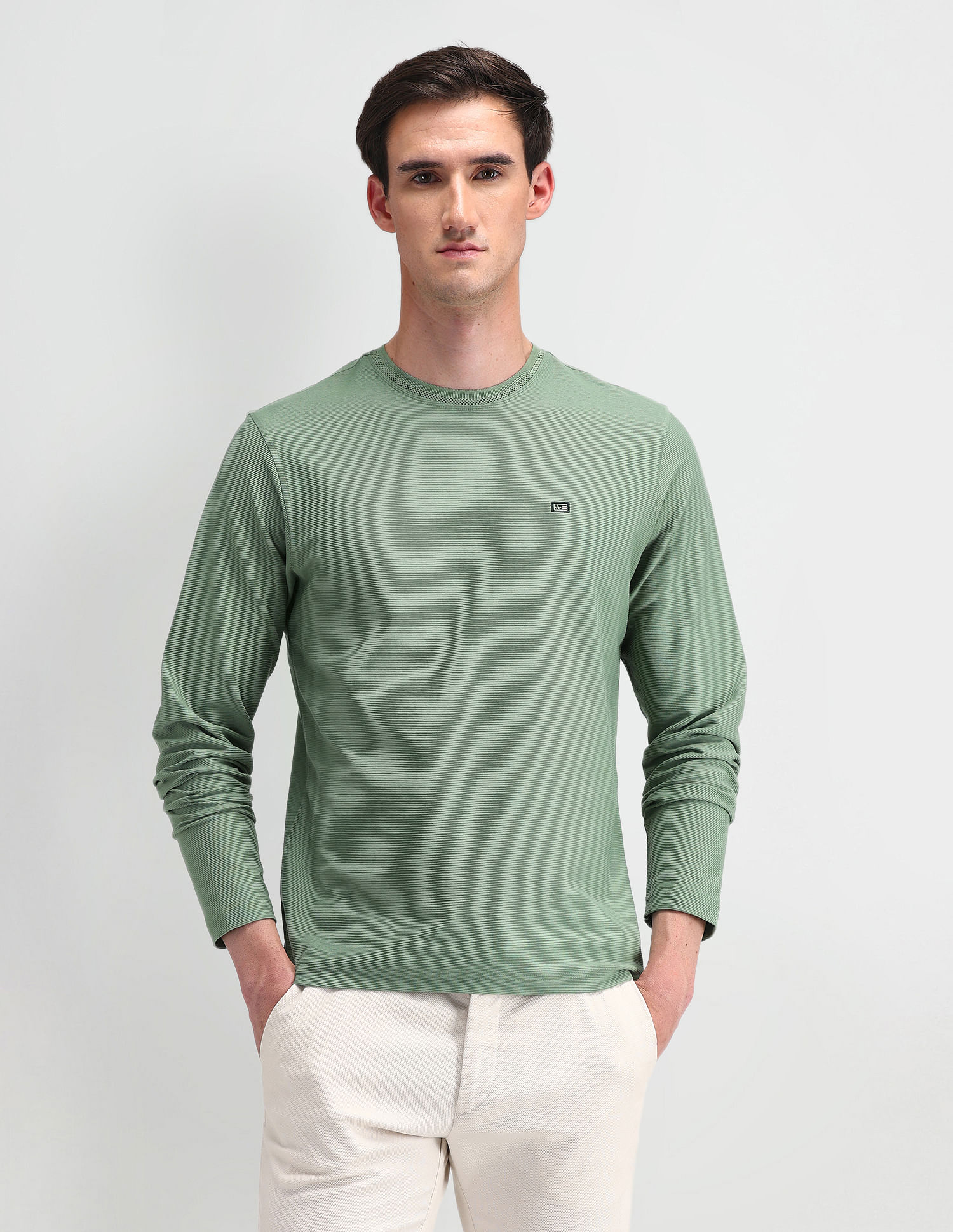 Arrow Sport Round Neck Textured T-Shirt