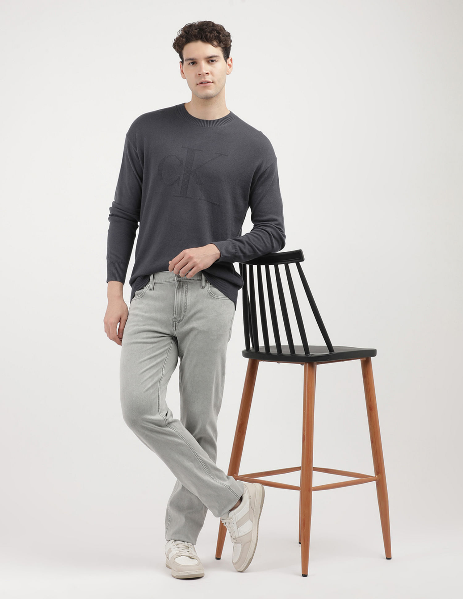 Calvin Klein Jeans Intarsia Mix Stitch Logo Sweater