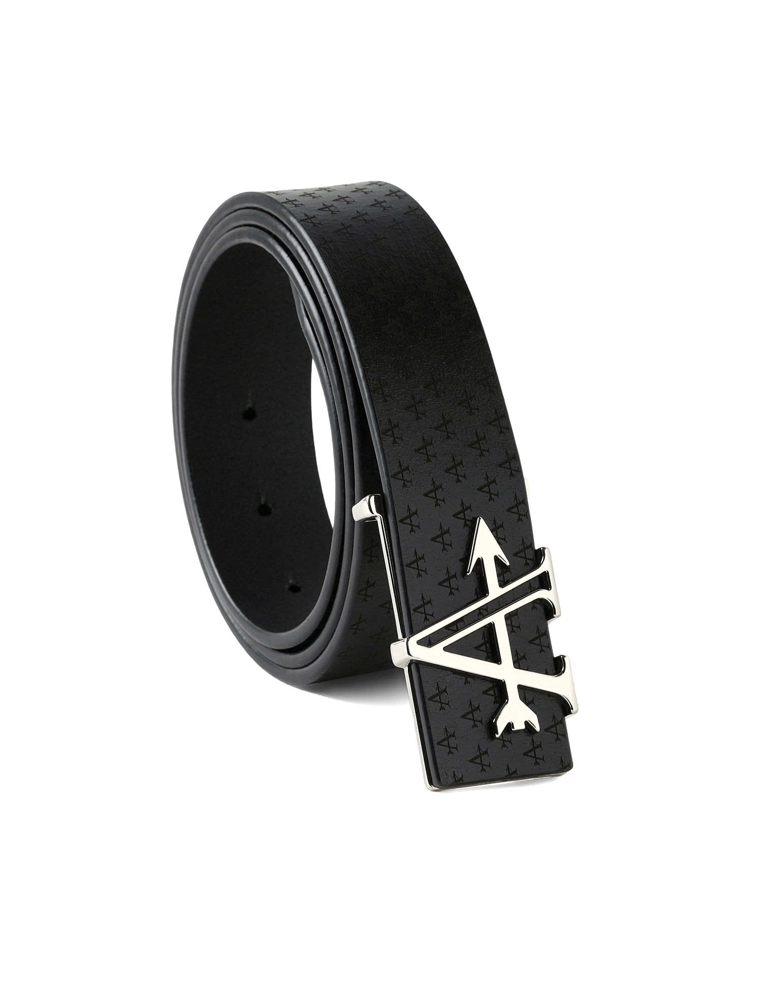 Arrow Printed Leather York Belt, Black (38)
