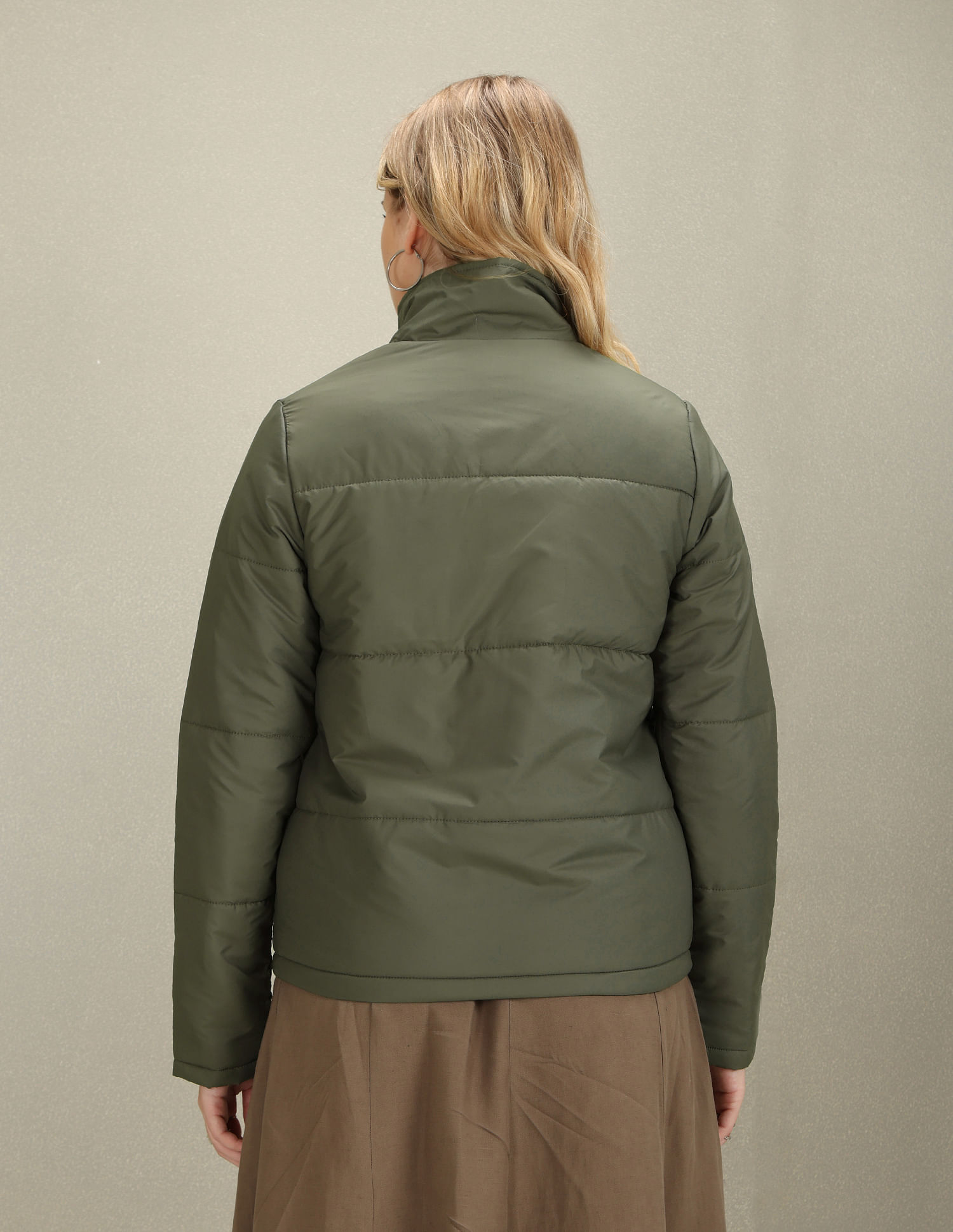 U.S. Polo Assn. Women High Neck Solid Puffer Jacket