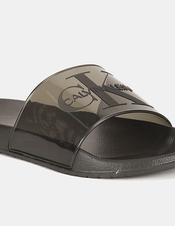 Leather flip flops Calvin Klein Black size 7.5 US in Leather - 30855744