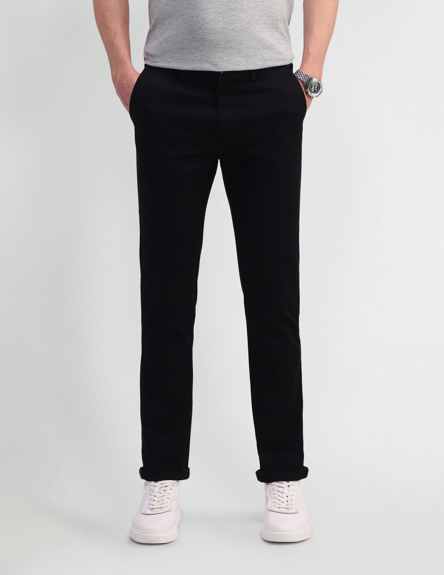 Arrow Sports Slim Fit Solid Trousers