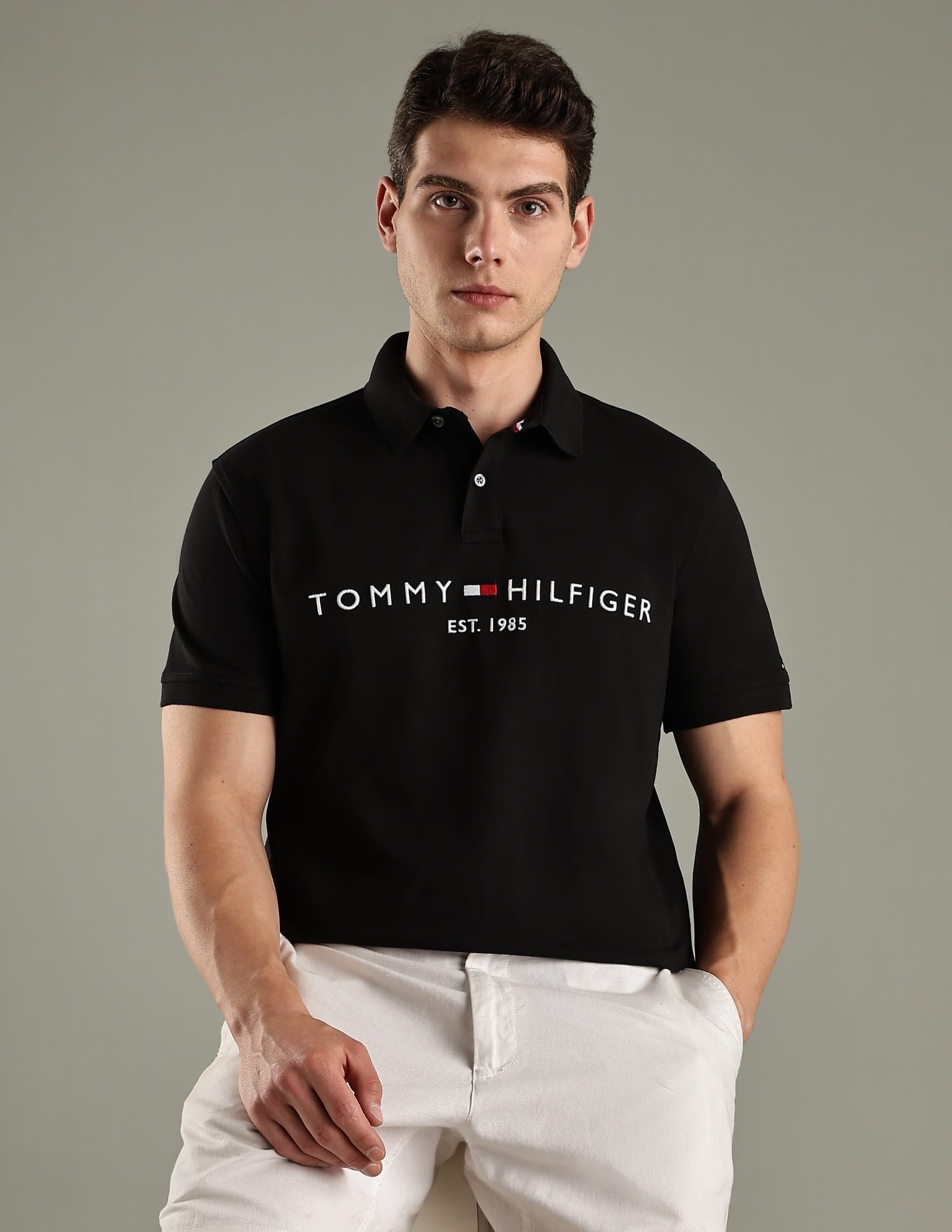 Buy Tommy Hilfiger Logo Regular-Fit Cotton Polo T-Shirt