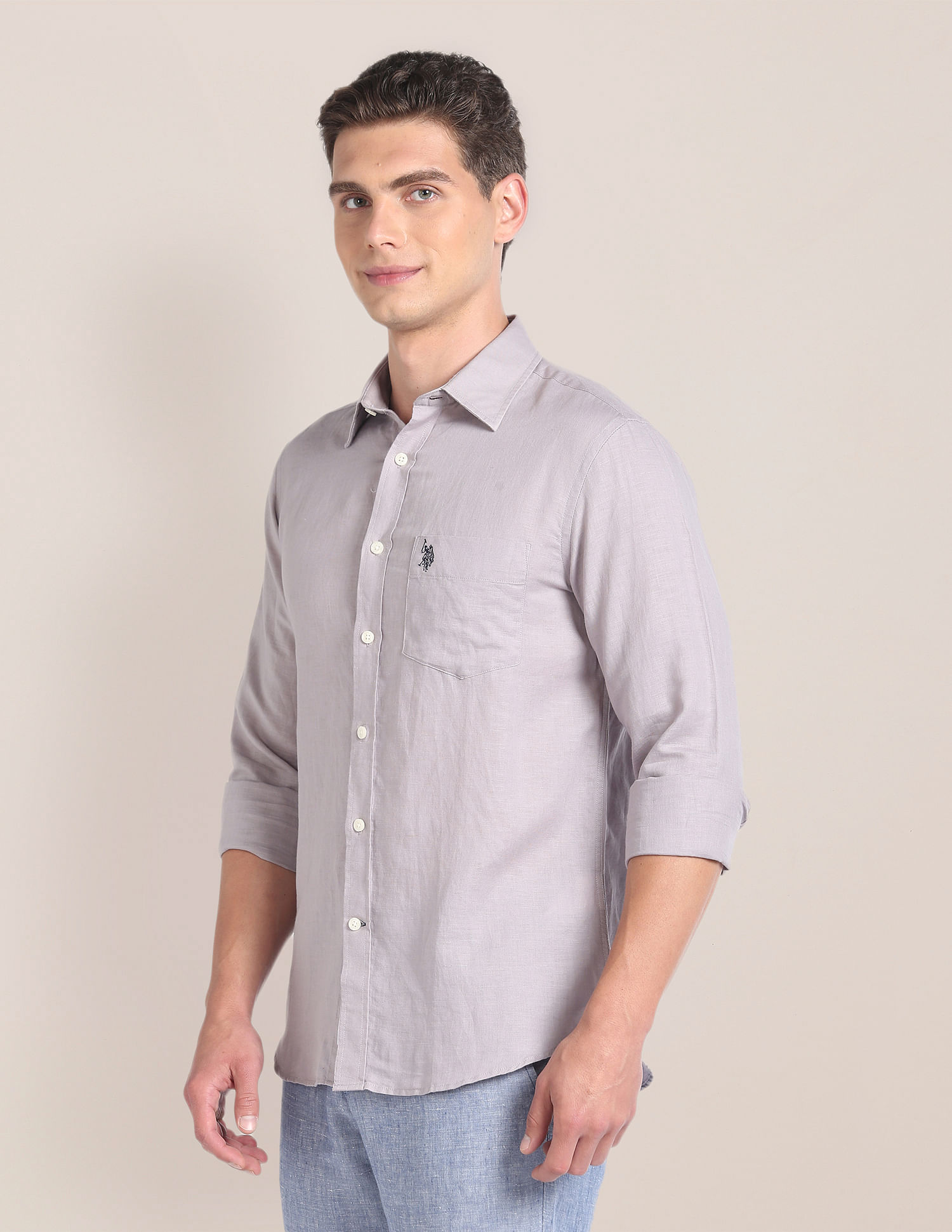 U.S. Polo Assn. Solid Linen Blend Shirt