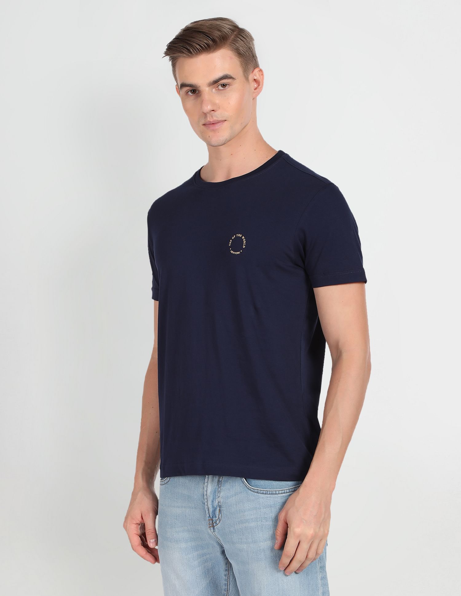 Arrow Sports Crew Neck Solid T-Shirt