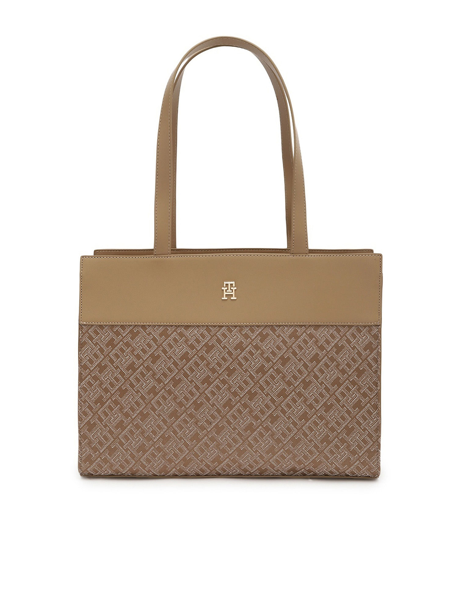 Tommy Hilfiger Logo Khaki Polyester Tote Bag