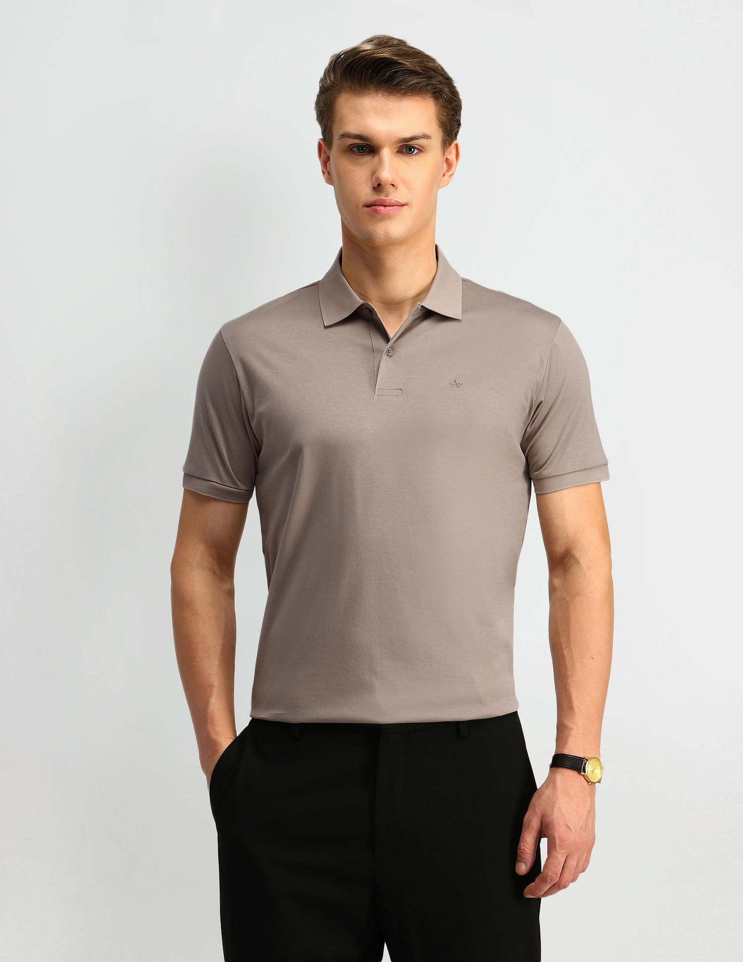 Arrow Solid Pattern Pure Cotton Polo Shirt