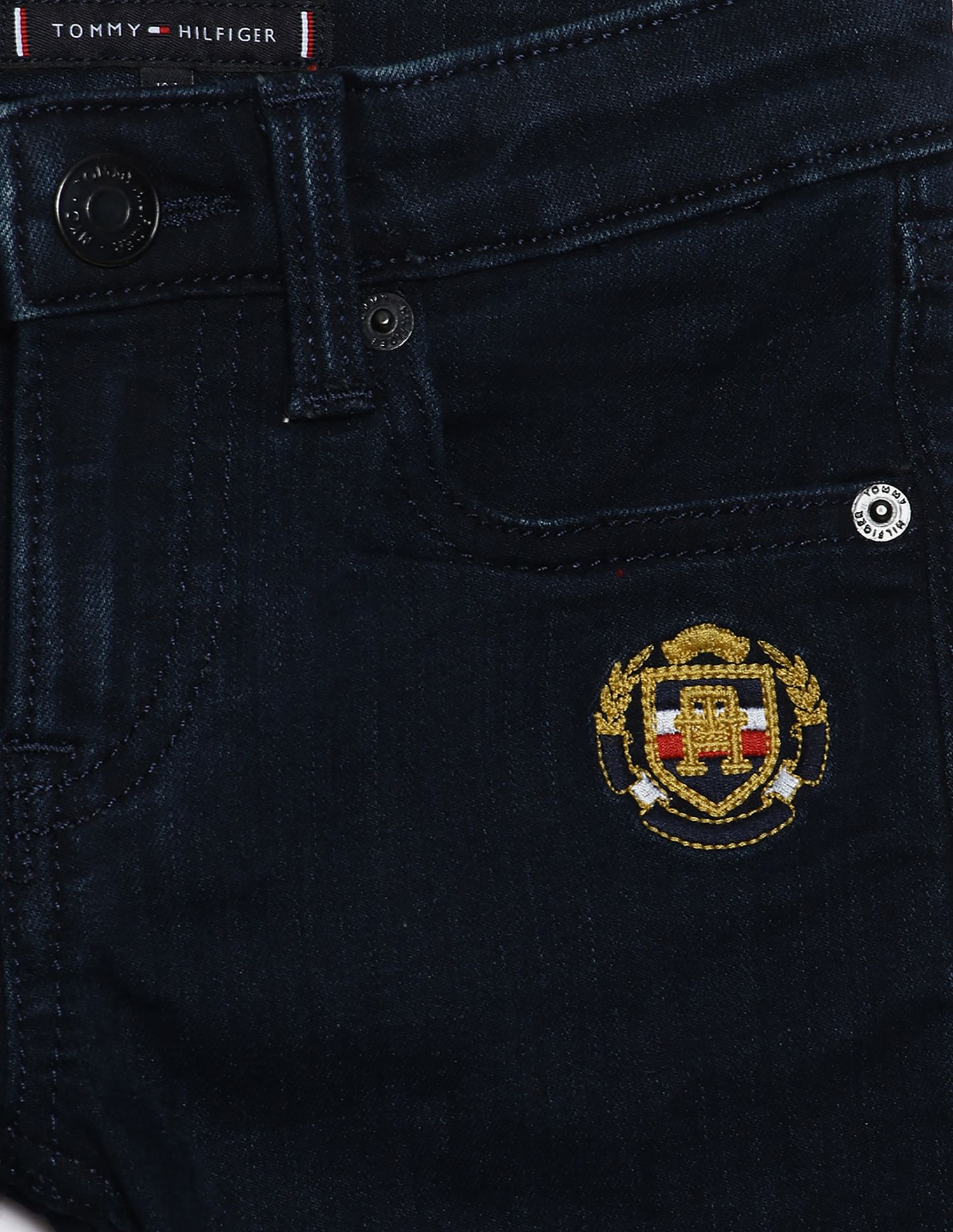 Tommy Hilfiger Kids Mid Rise Rinsed Crest Shorts