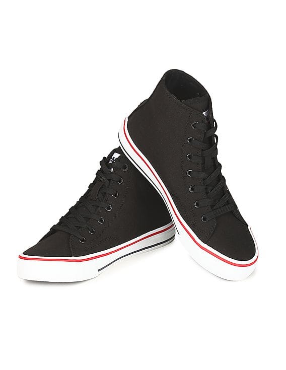 Buy Tommy Hilfiger Women Black Mid Cut Lace Up Canvas Shoes