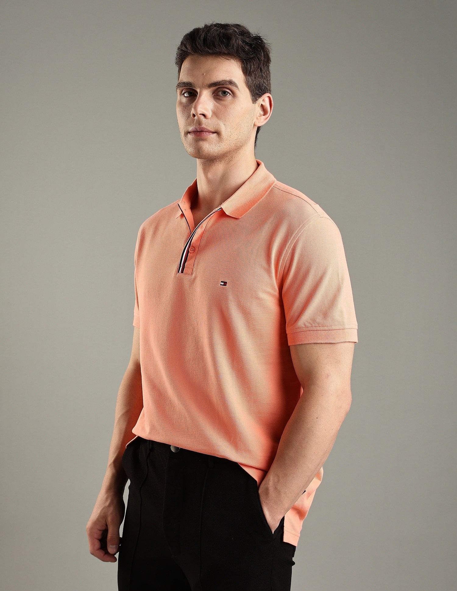 Tommy Hilfiger Solid Regular-Fit Cotton Polo Shirt