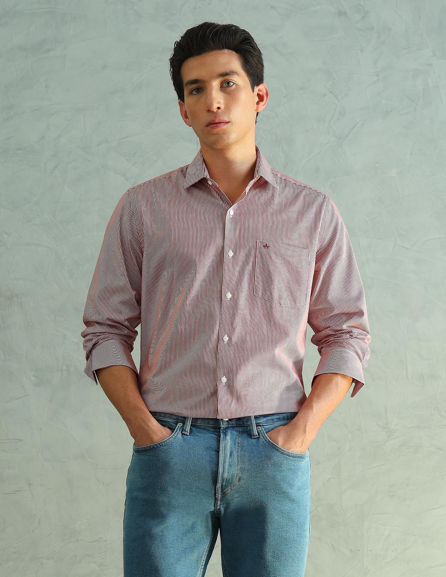Arrow Slim Fit Striped Smart Formal Shirt