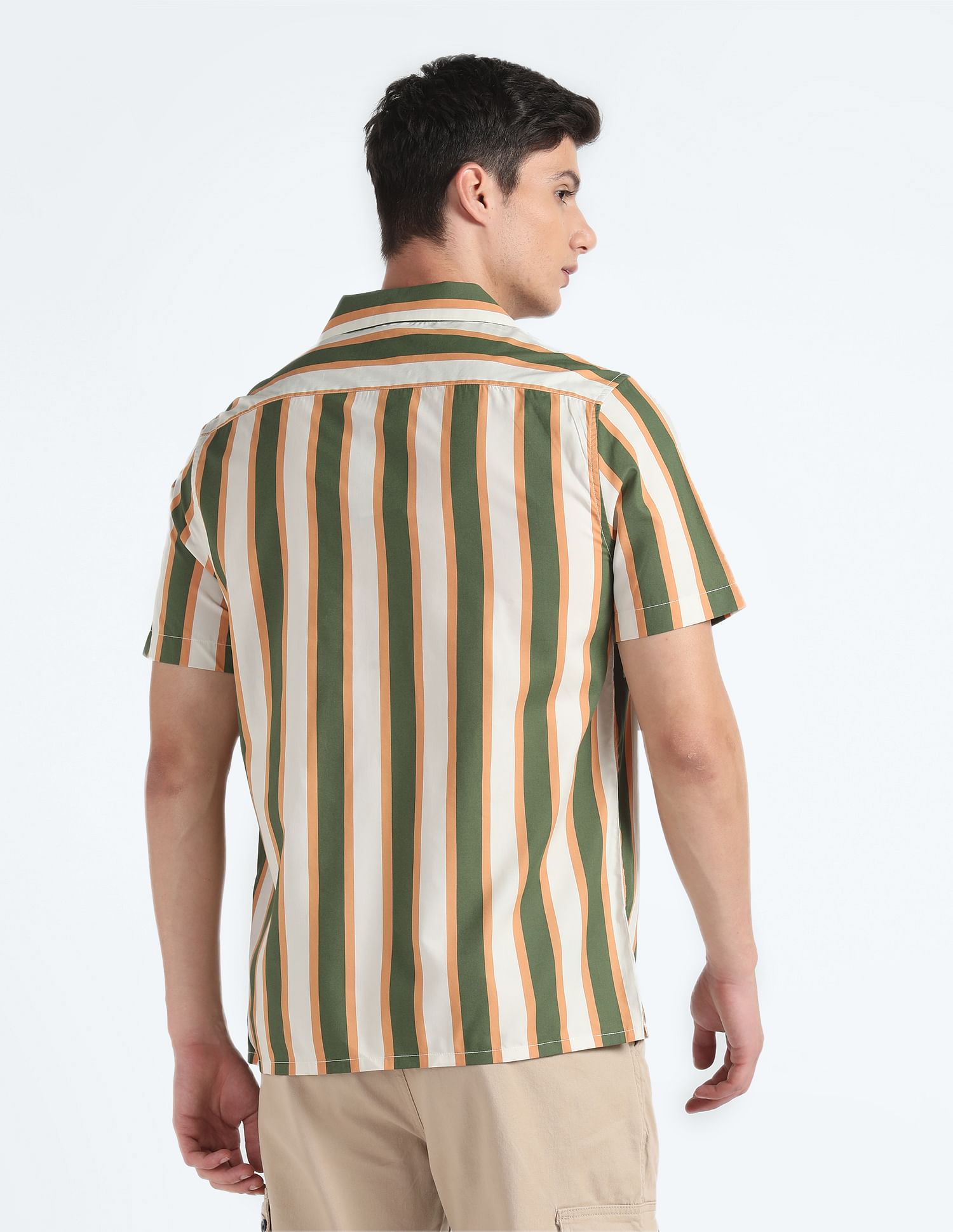 Flying Machine Short Sleeve Vertical Stripe Shirt
