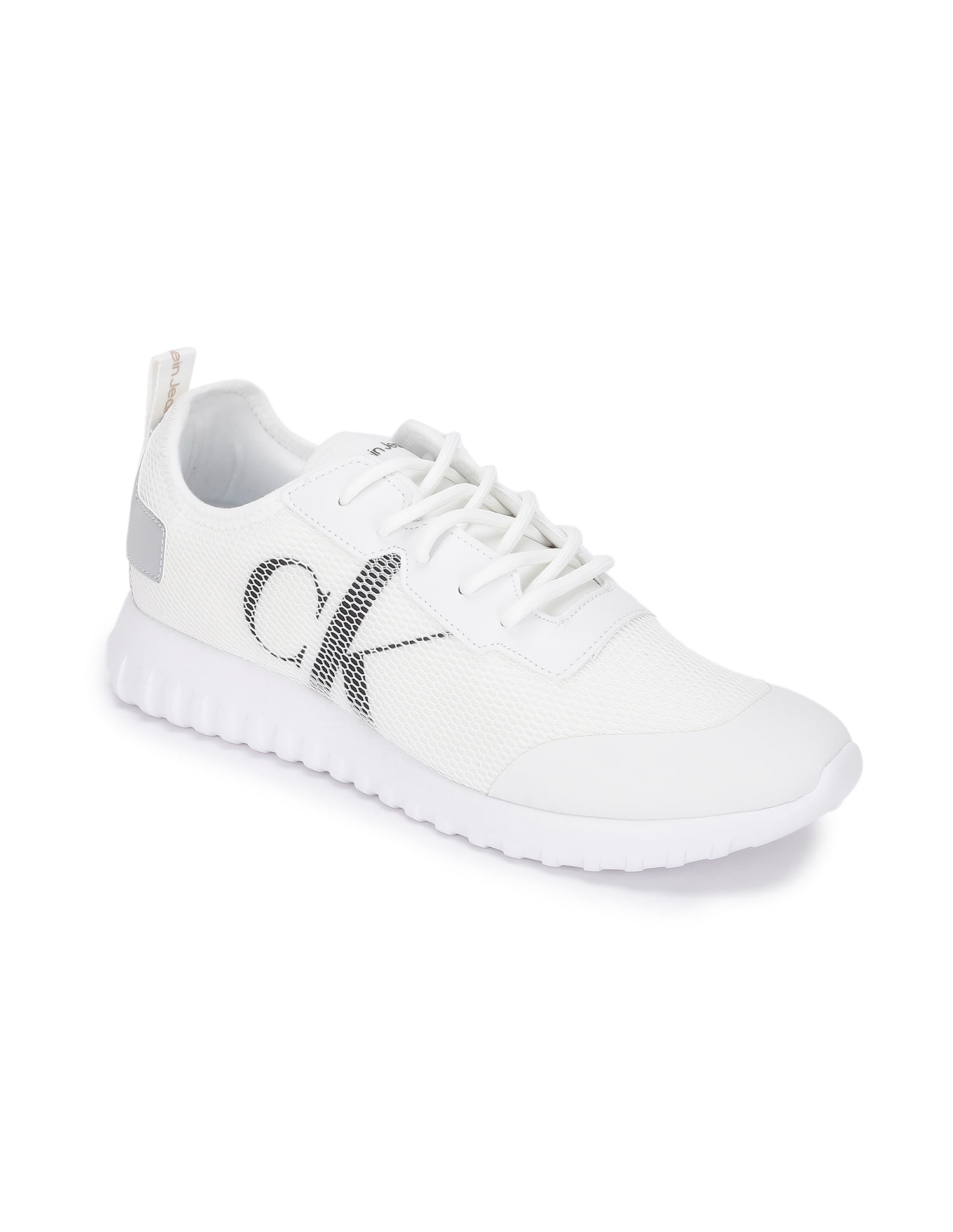 Buy Calvin Klein Men White Lace Up Solid Low Top Sneakers 