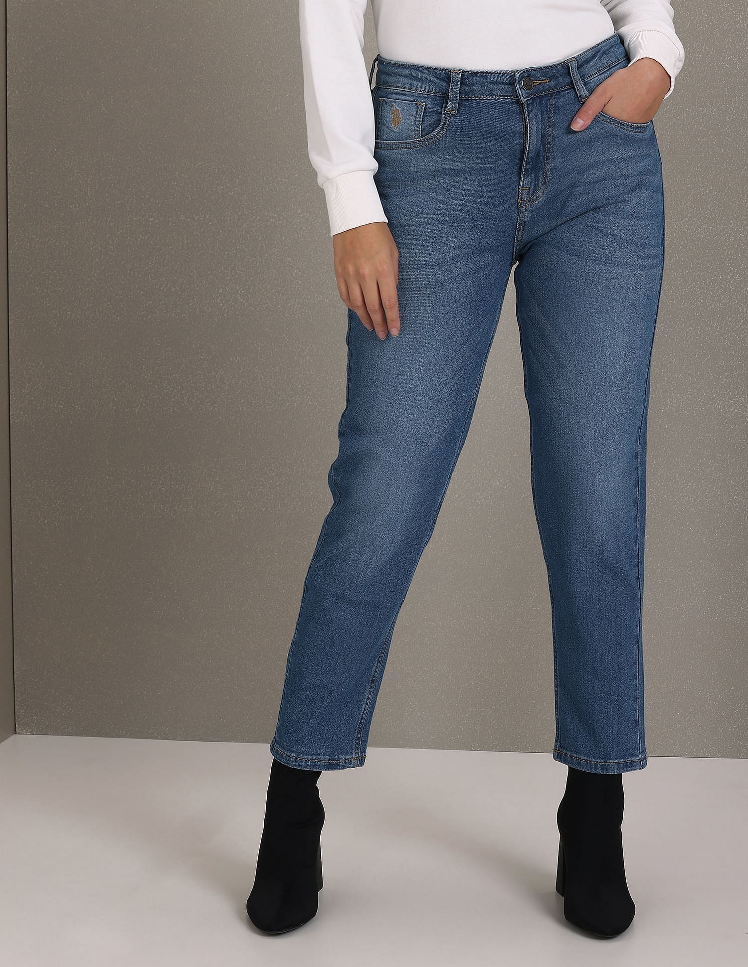 Mens 5 Pocket Slim Fit Denim Jeans in Dark Wash – U.S. Polo Assn. UK