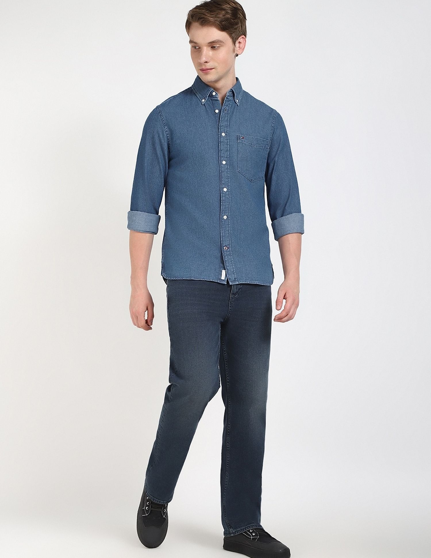 Tommy Hilfiger Solid Regular-Fit Cotton Shirt