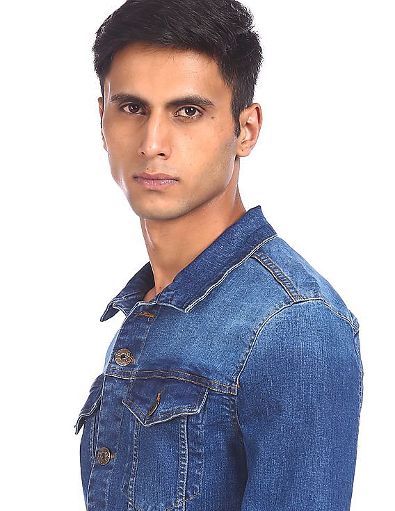 Flying Machine Spread Collar Denim Wash Jacket