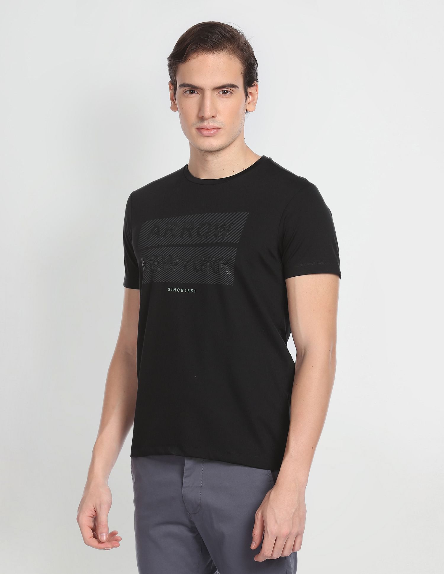 Arrow Newyork Silicone Print Crew Neck T-Shirt