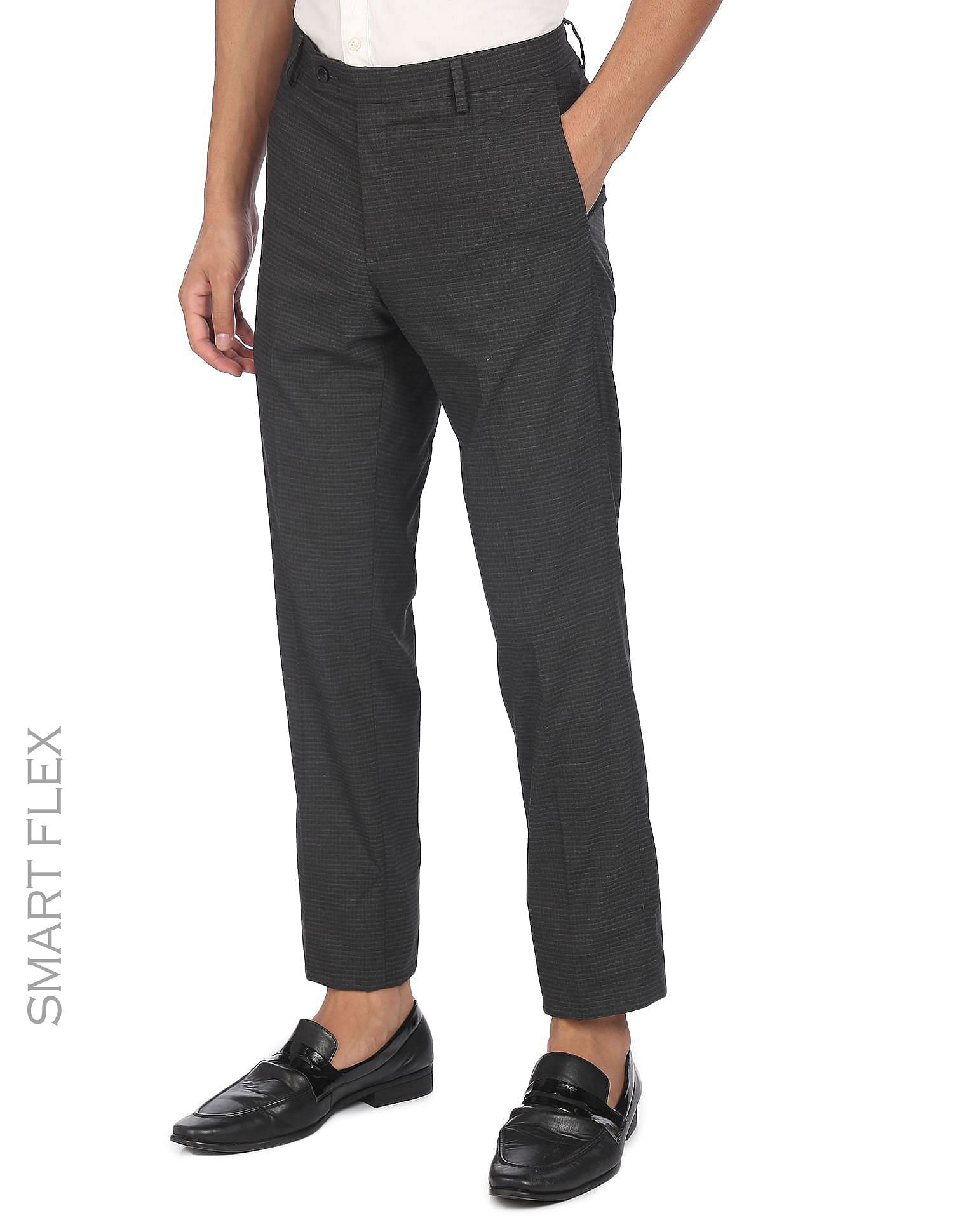 Buy Arrow Mid Rise Solid Smart Flex Formal Trousers - NNNOW.com