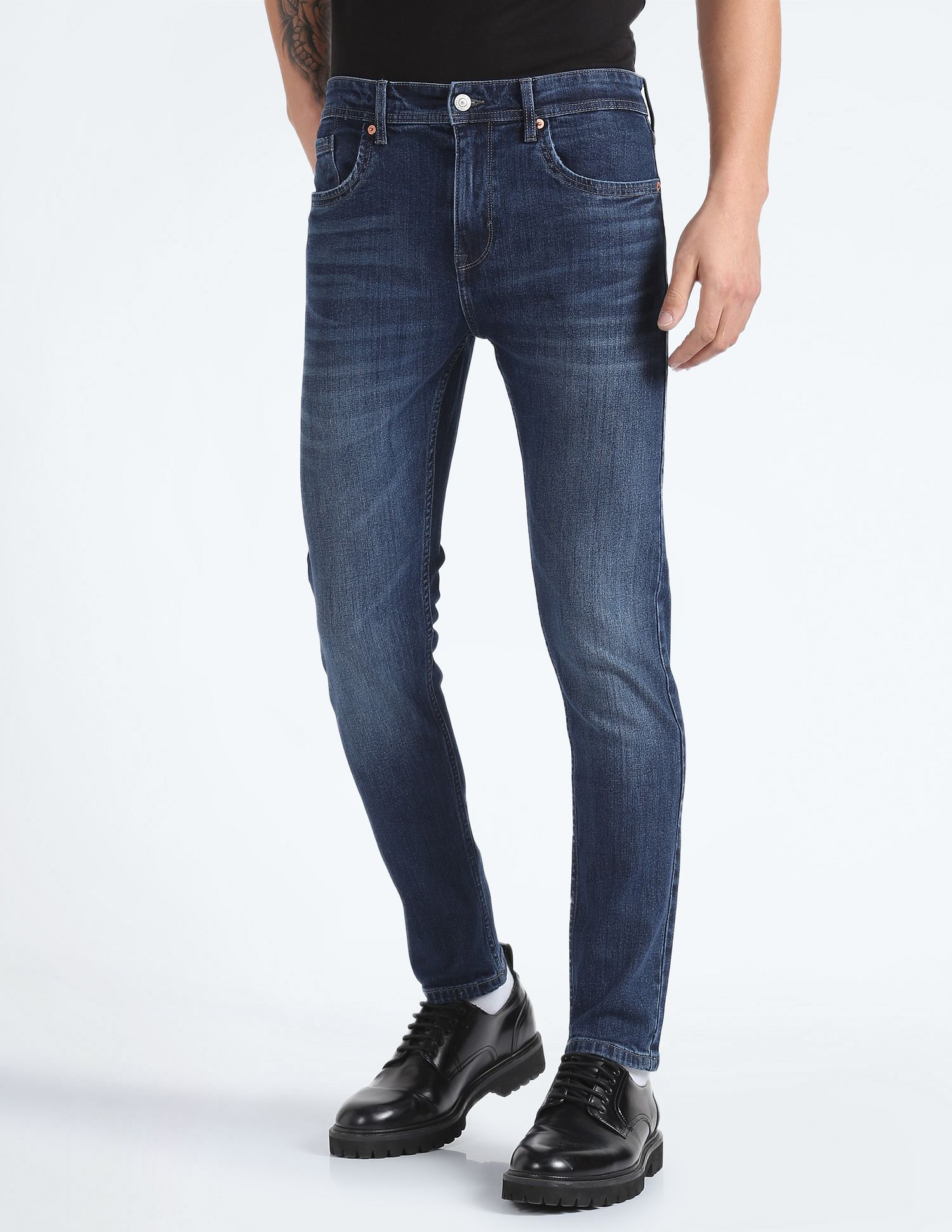 Flying Machine Slash Slim Tapered Dark Wash Jeans