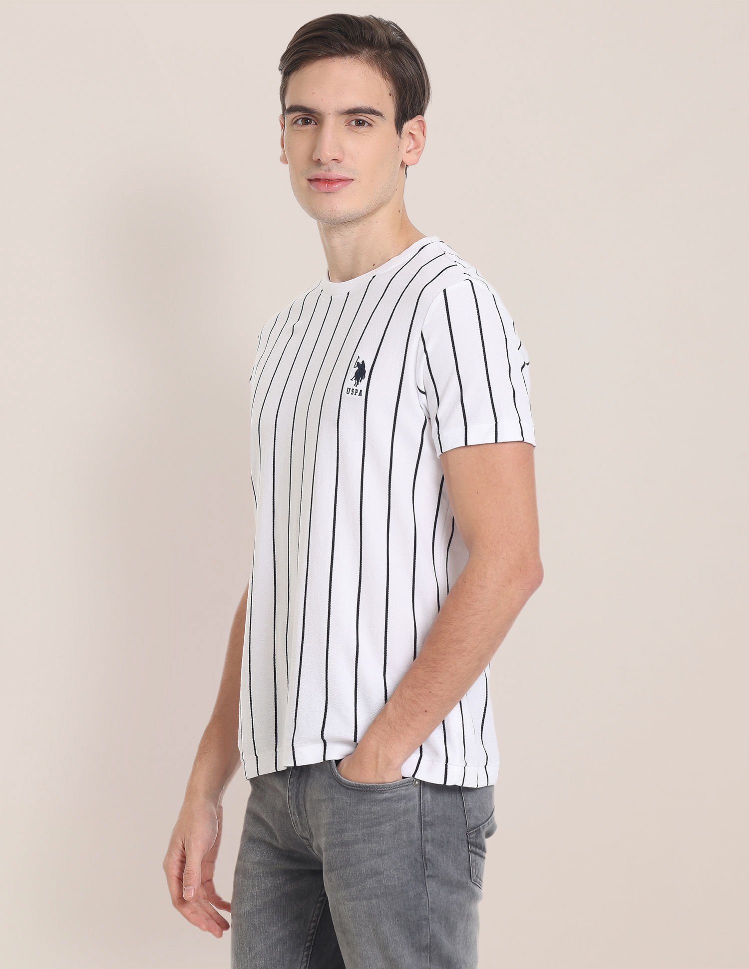 Buy U.S. Polo Assn. Vertical Stripe Slim Fit T-Shirt - NNNOW.com