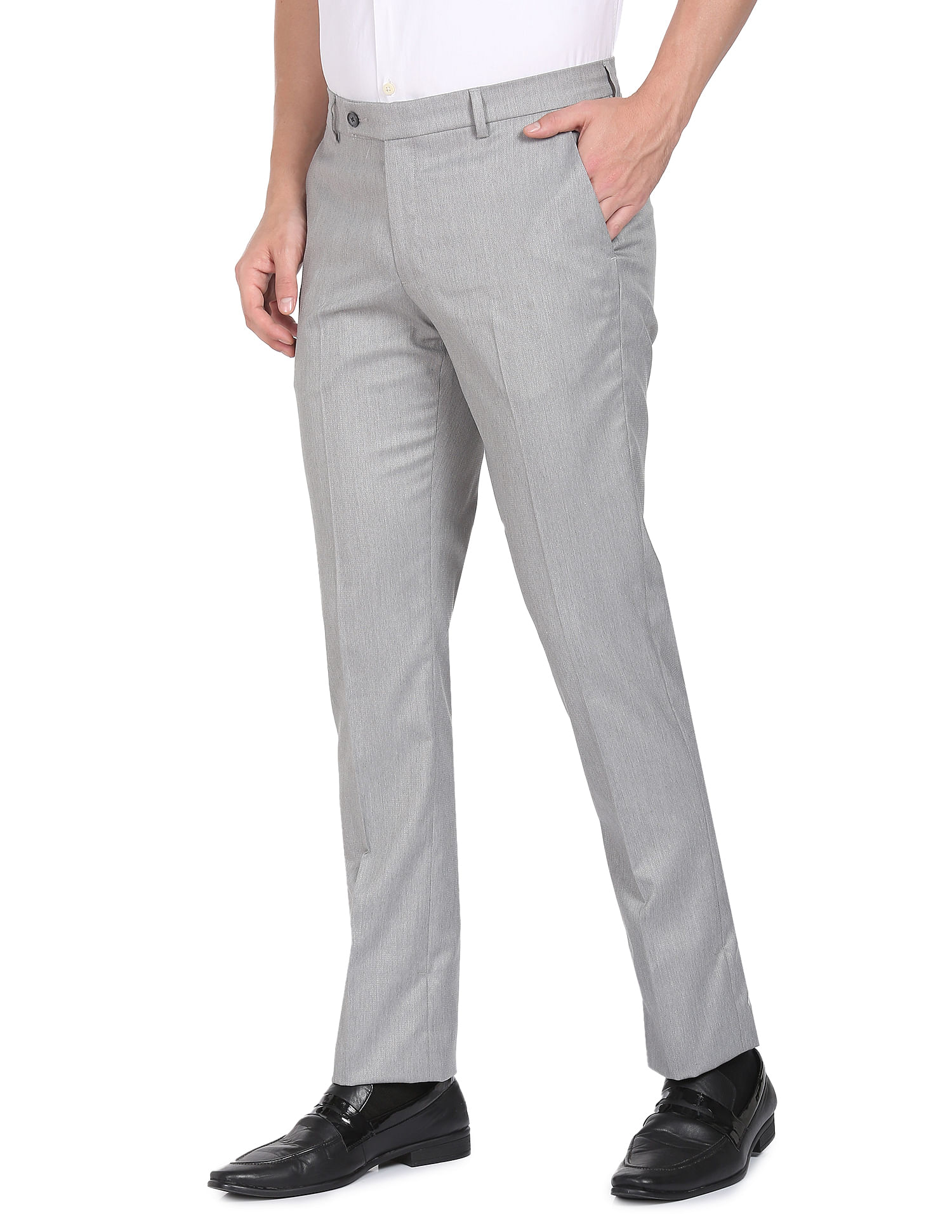 Buy Arrow Hudson Tailored Fit Solid Trousers - NNNOW.com