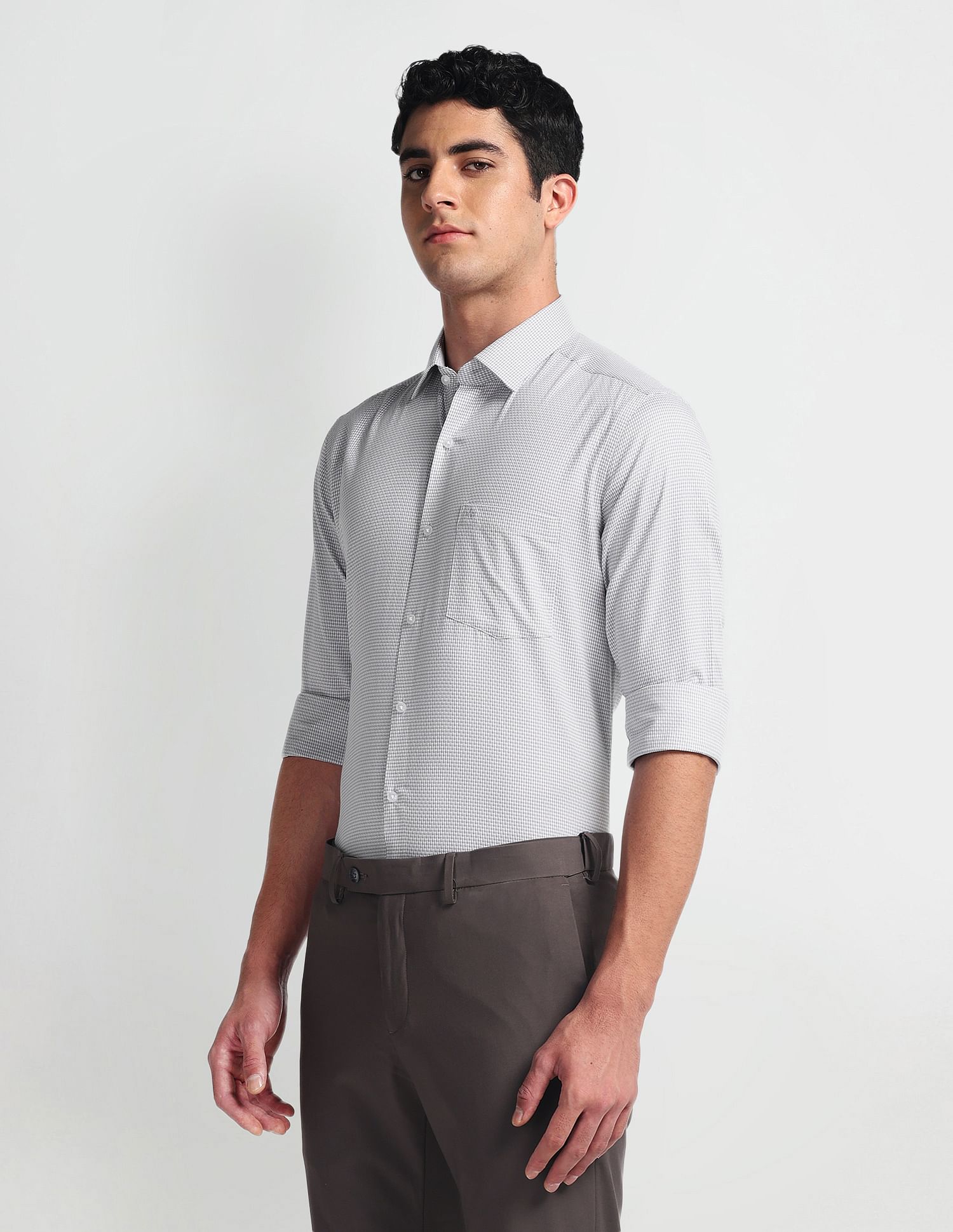 Arrow Self Design Manhattan Slim Fit Shirt