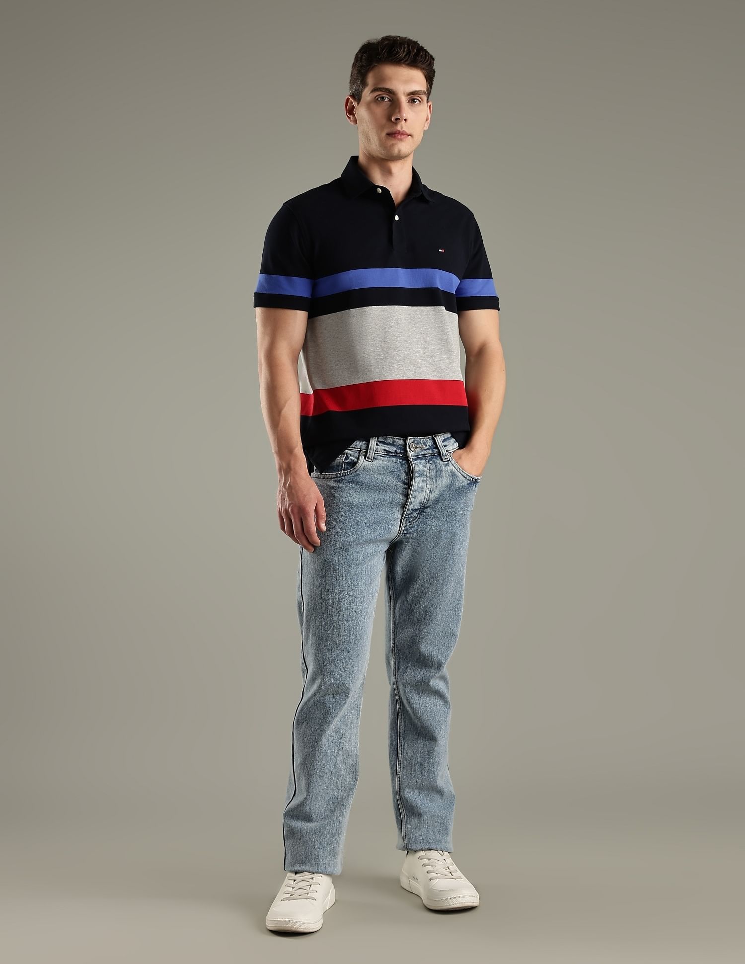 Tommy Hilfiger Striped Regular-Fit Cotton Polo T-Shirt