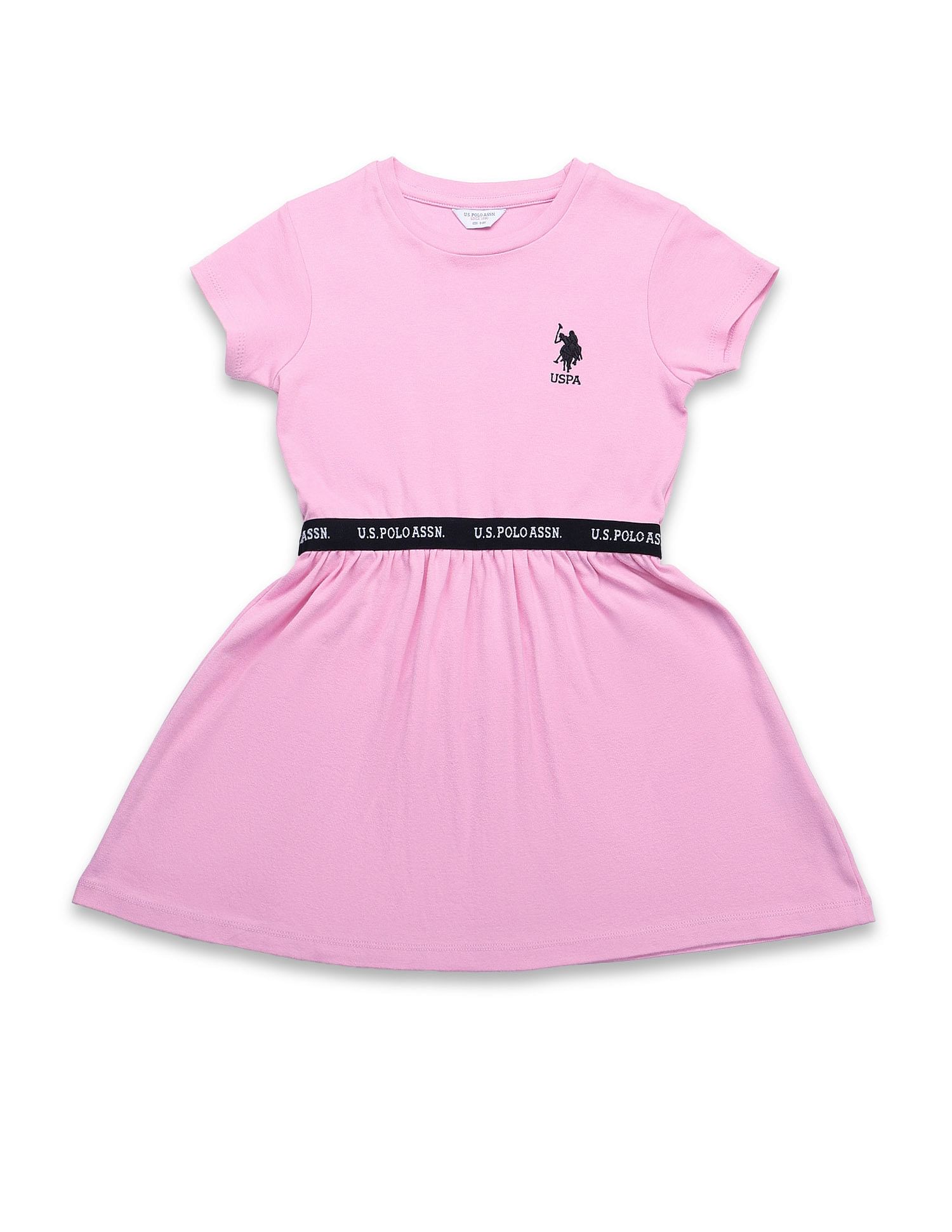 U.S. Polo Assn. Kids Girls Solid Fit And Flare Dress