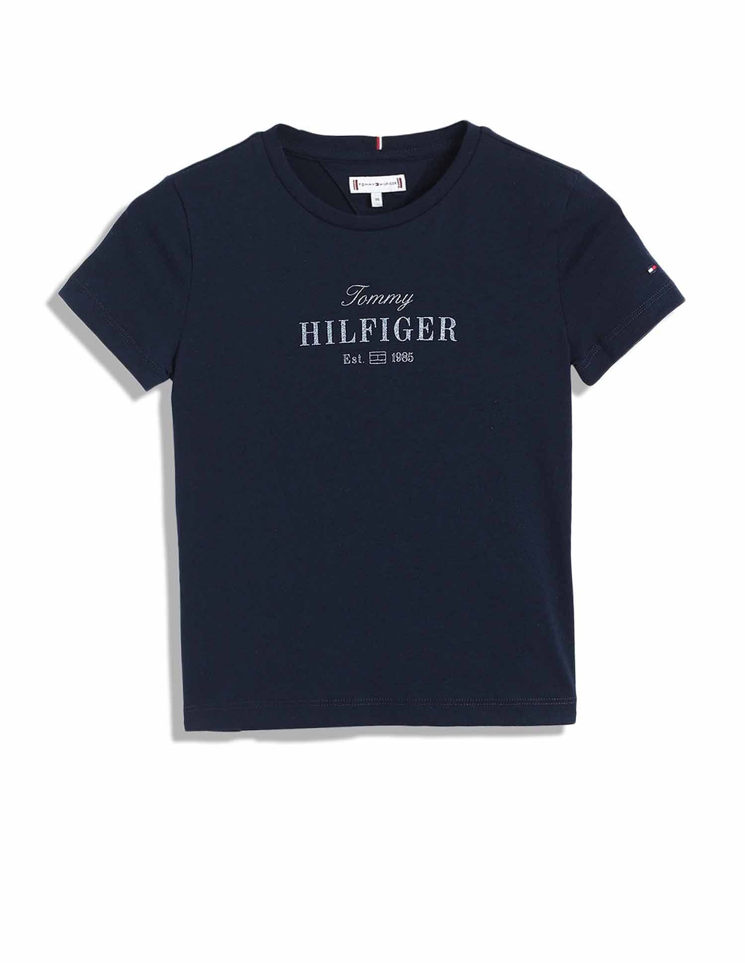 Tommy Hilfiger Kids Girls Logo Regular-Fit Cotton T-Shirt