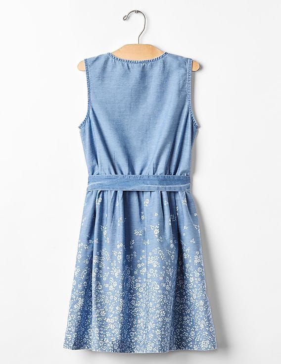 gap floral denim dress Gap Pleated Floral Denim Dress