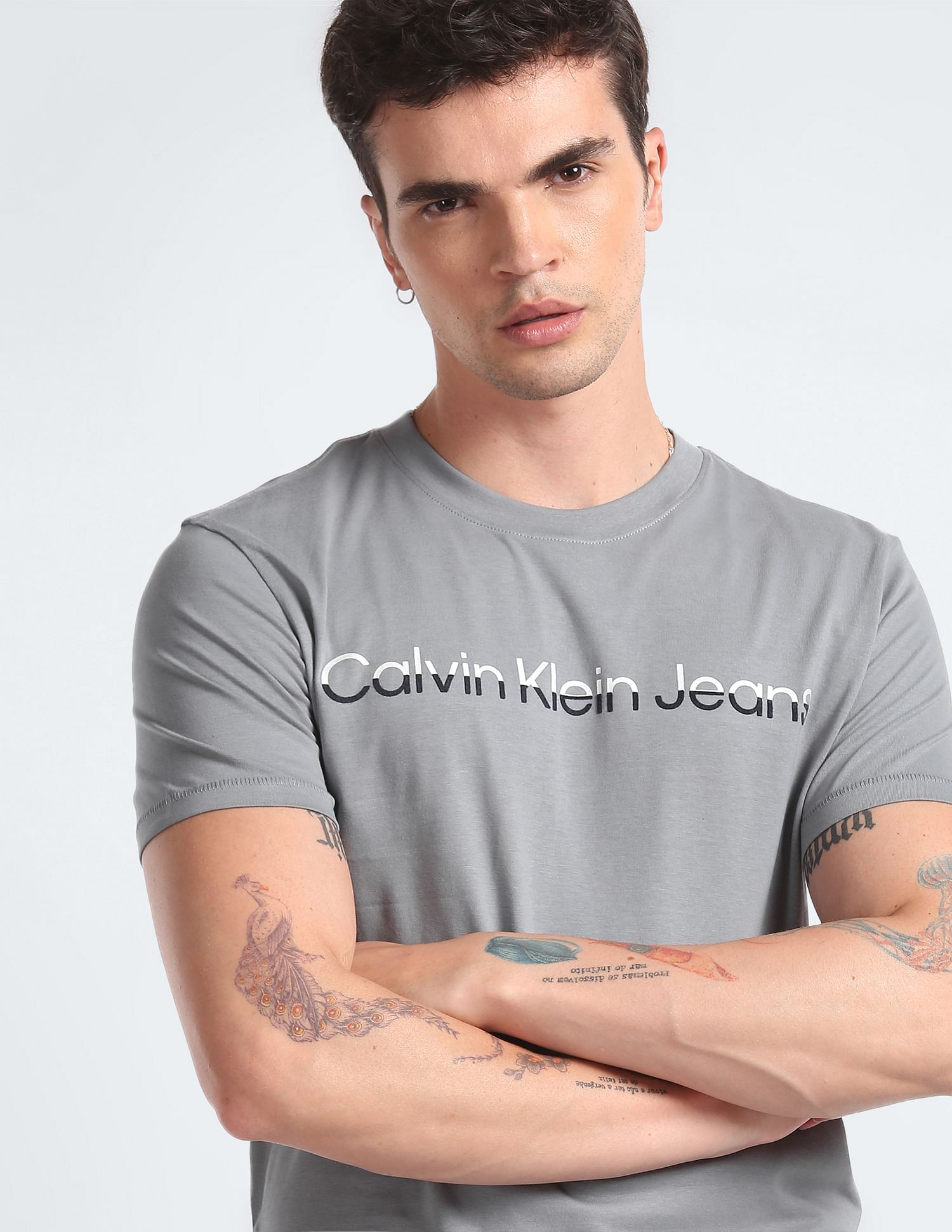 Grey calvin klein t shirt hotsell