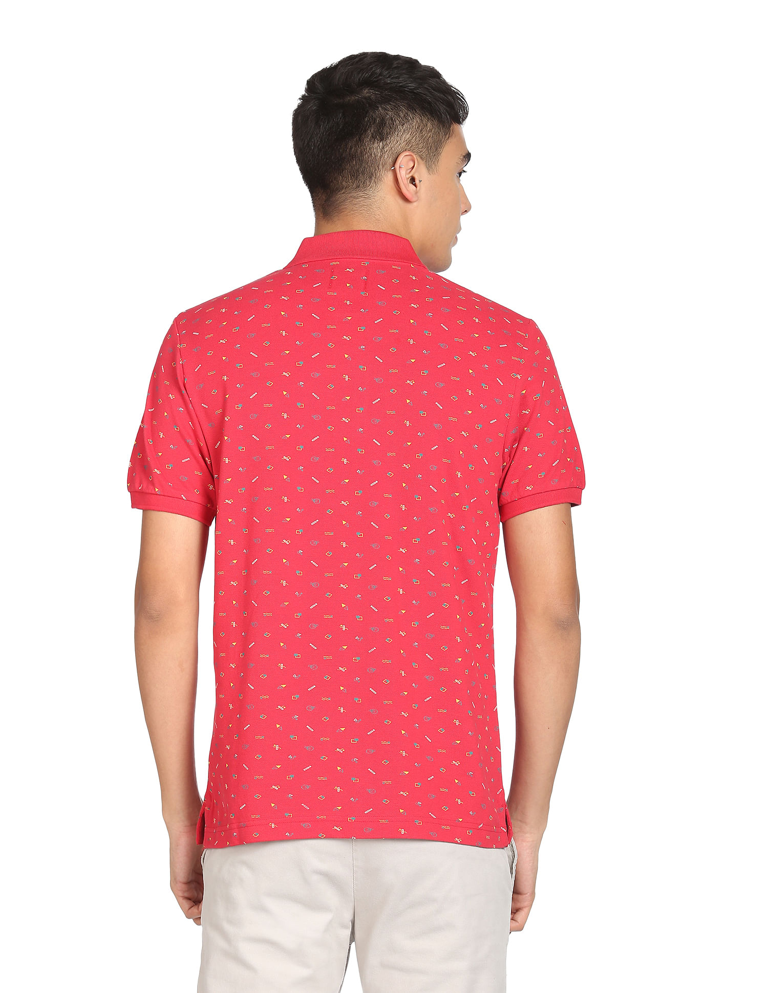 Flying Machine Abstract Print Pique Polo Shirt